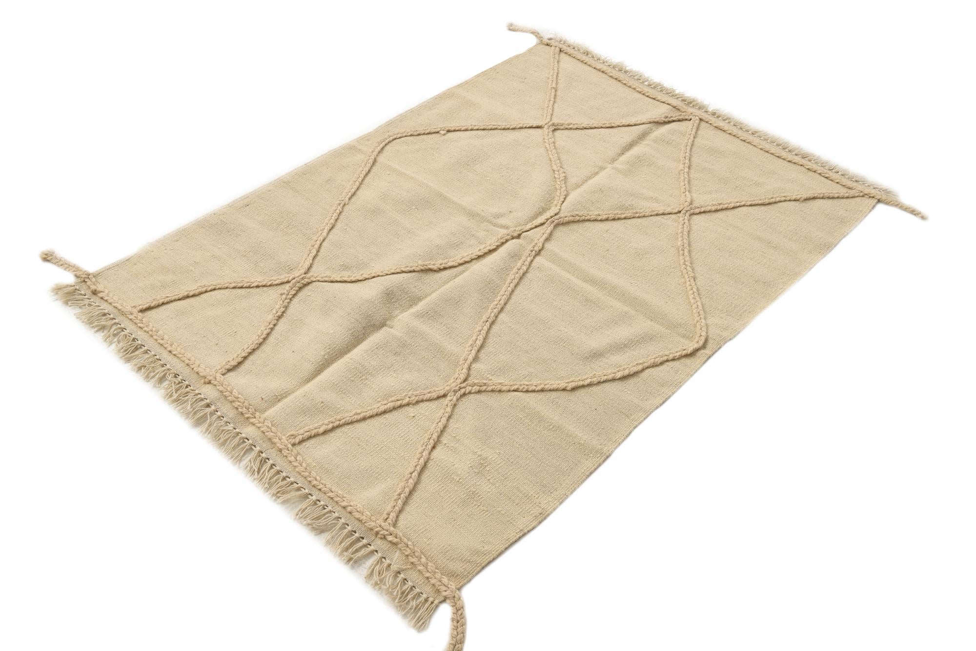 3' 4 x 4' 11 Hand Knotted Moroccan Wool Rug
