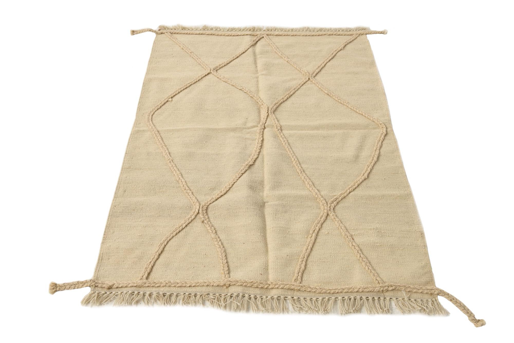 3' 4 x 4' 11 Hand Knotted Moroccan Wool Rug