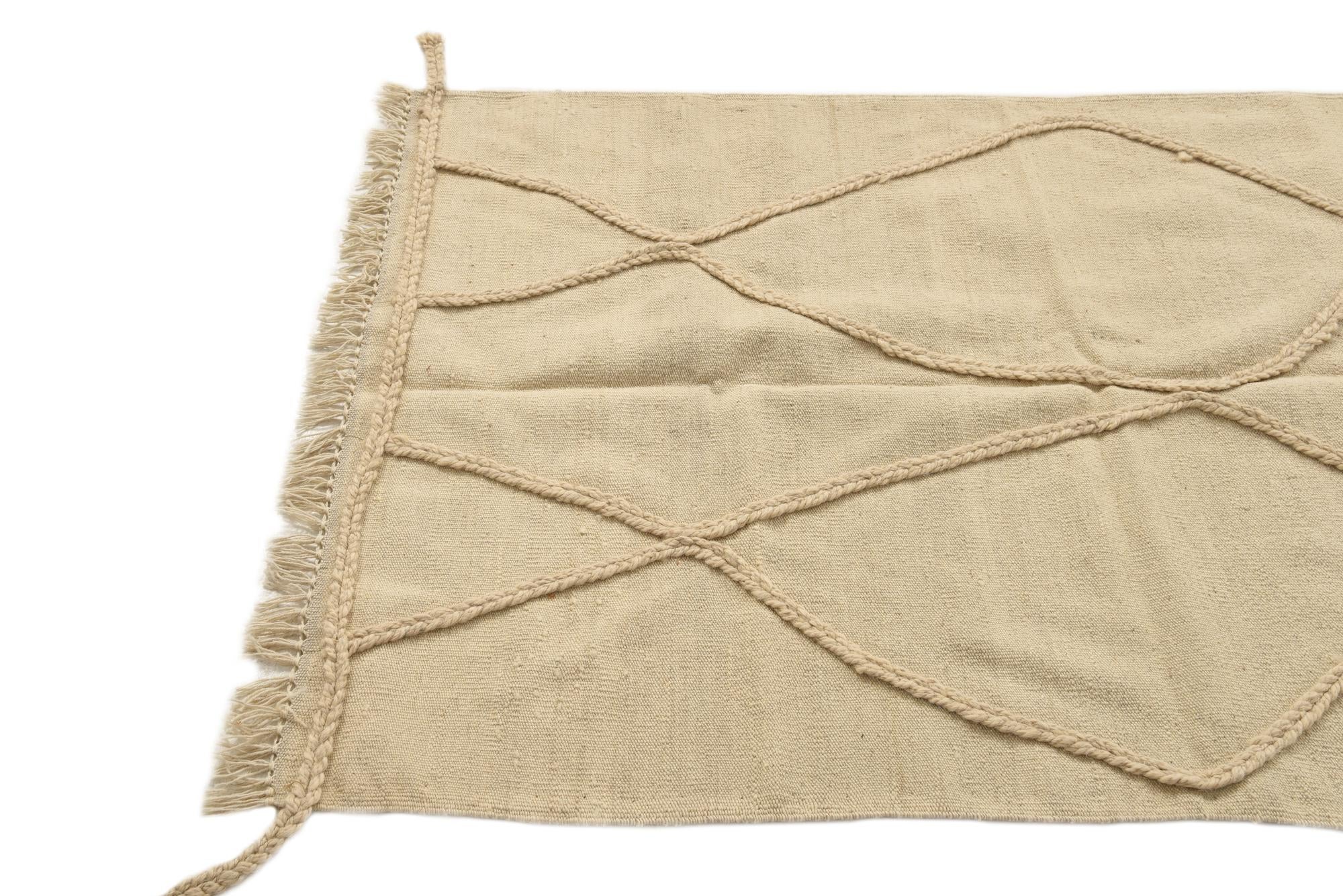 3' 4 x 4' 11 Hand Knotted Moroccan Wool Rug
