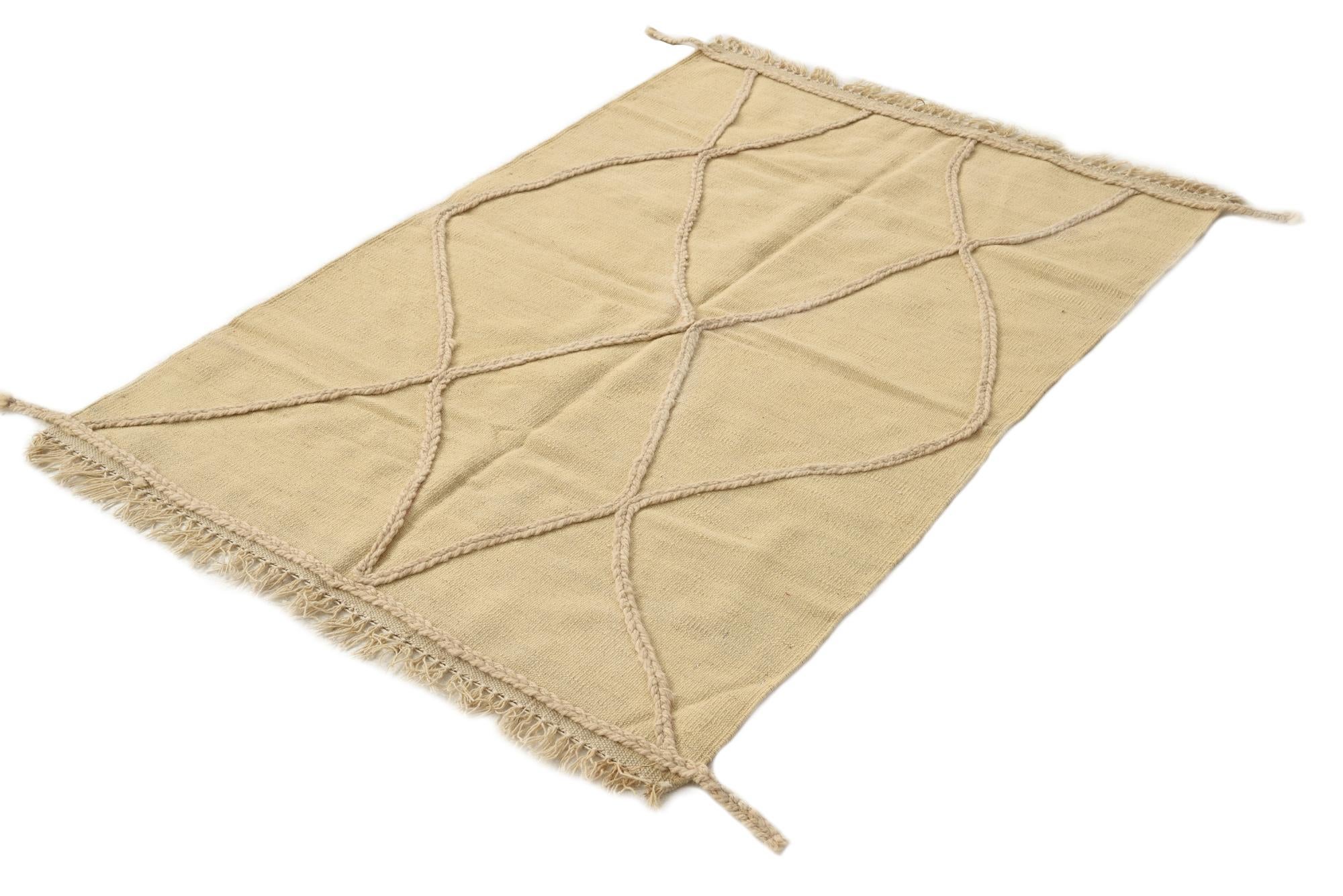 3' 5 x 5' Hand Knotted Moroccan Wool Rug