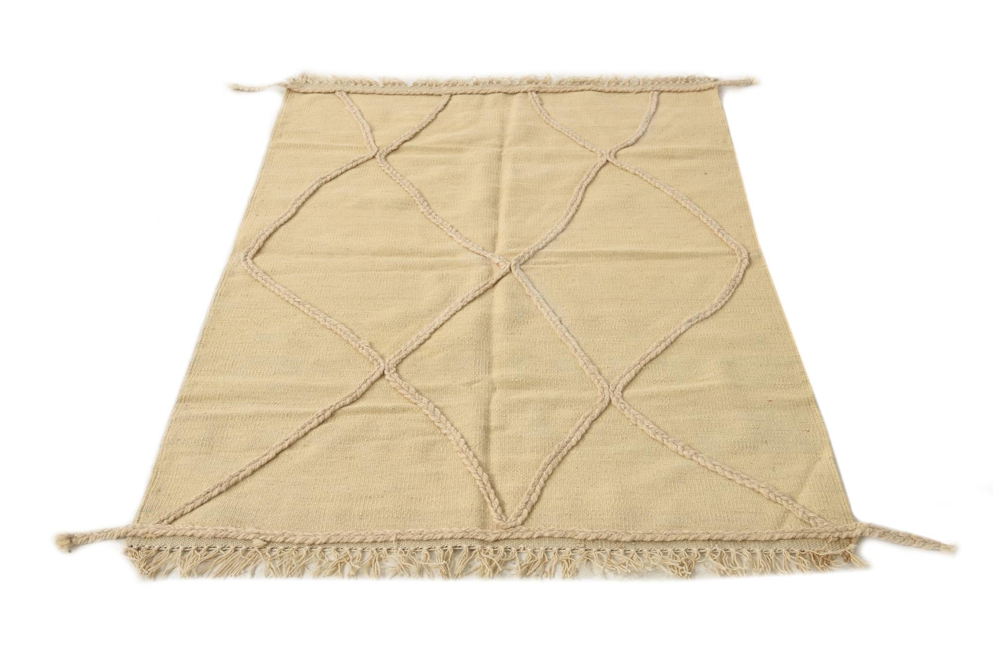 3' 5 x 5' Hand Knotted Moroccan Wool Rug