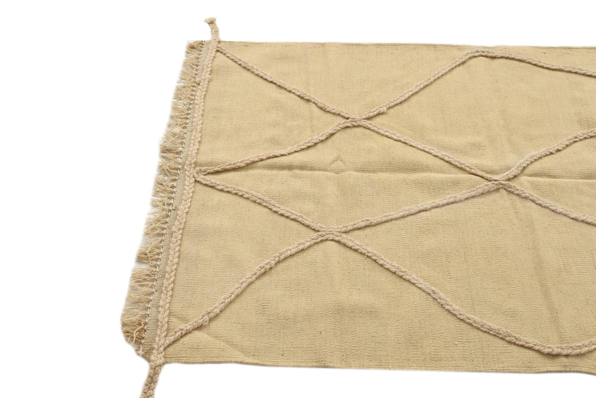 3' 5 x 5' Hand Knotted Moroccan Wool Rug