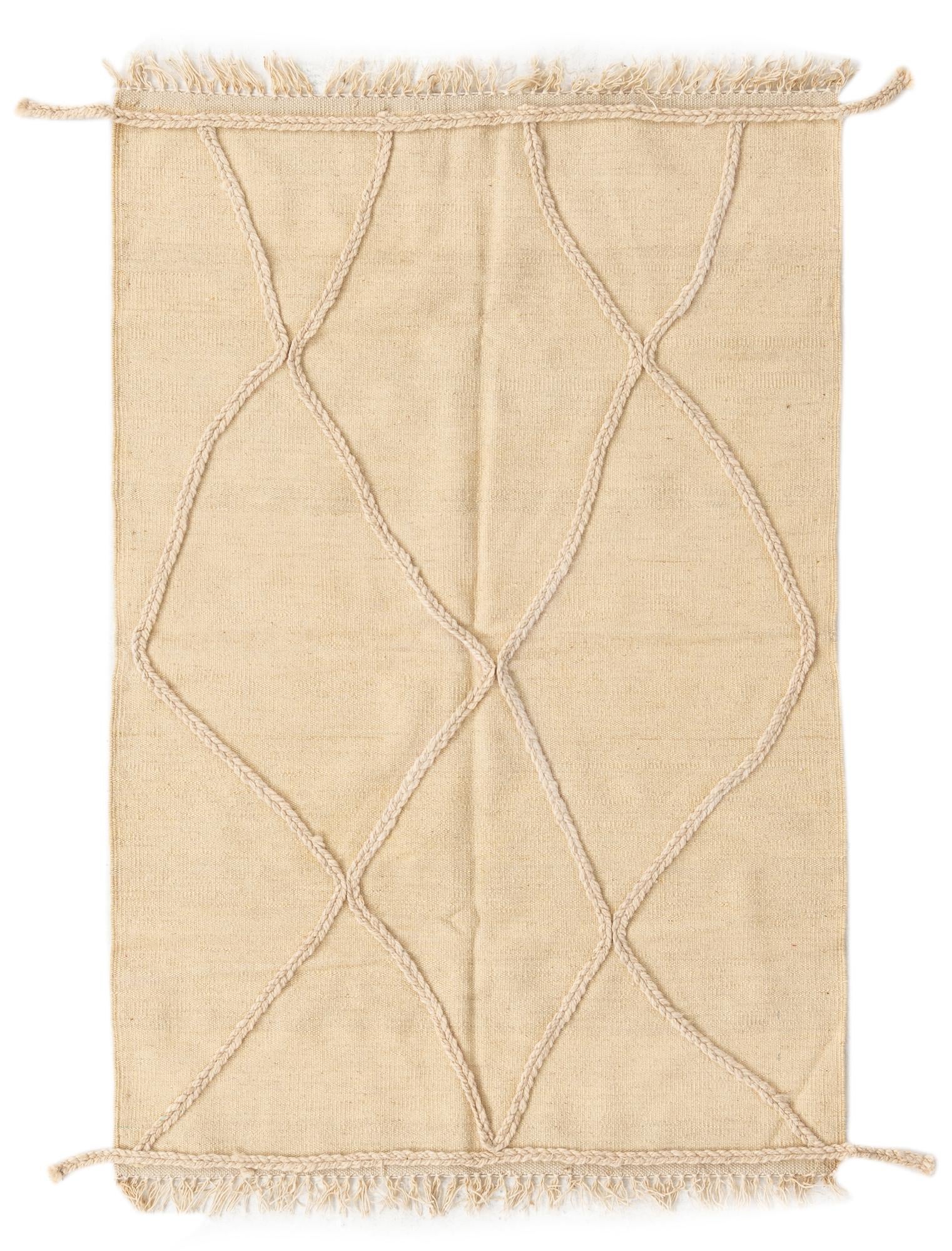 3' 5 x 5' Hand Knotted Moroccan Wool Rug