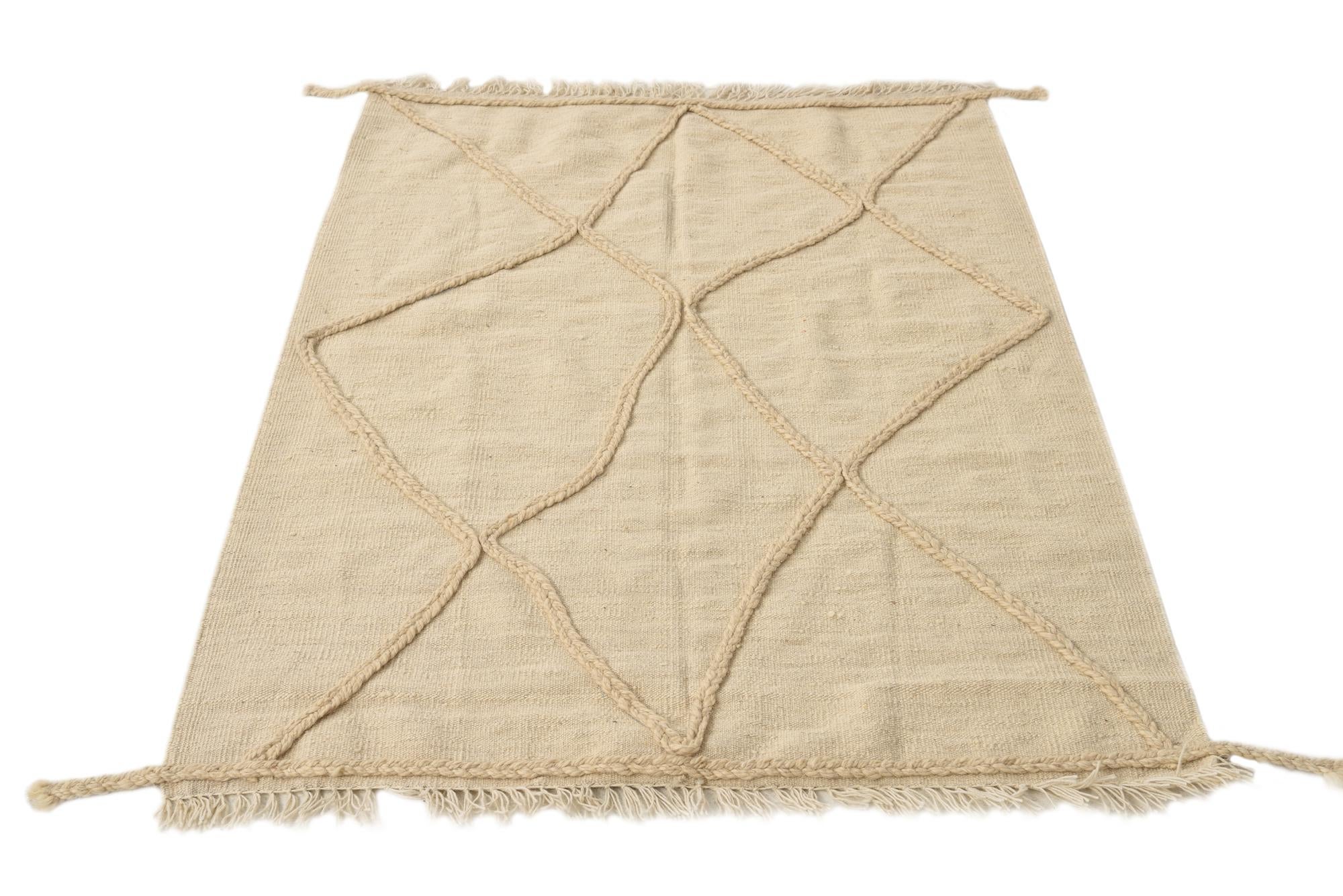 3' 4 x 4' 10 Hand Knotted Moroccan Wool Rug