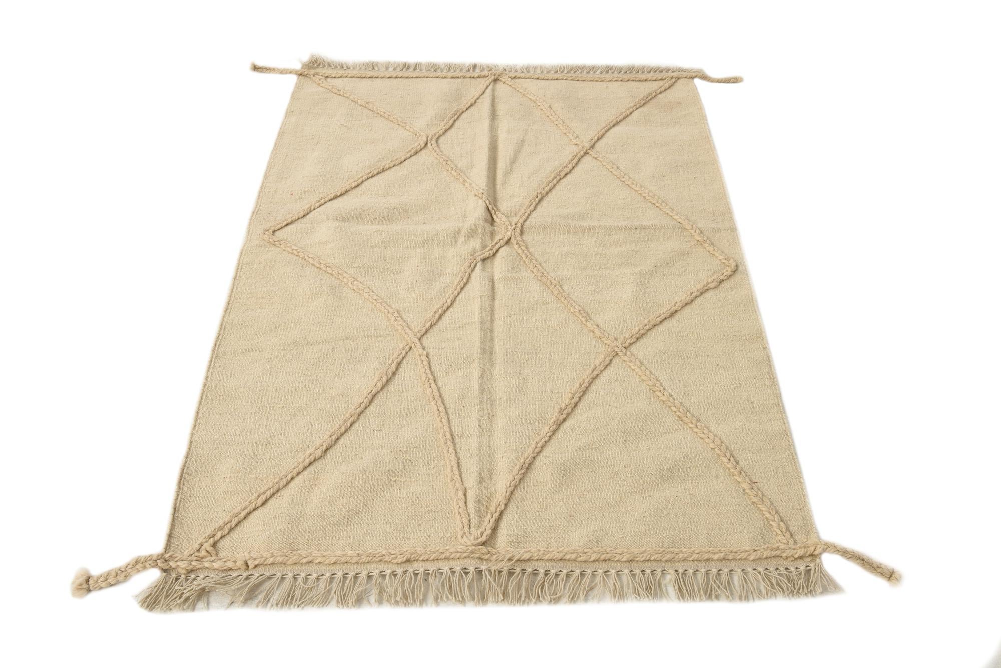 3' 4 x 5' Hand Knotted Moroccan Wool Rug