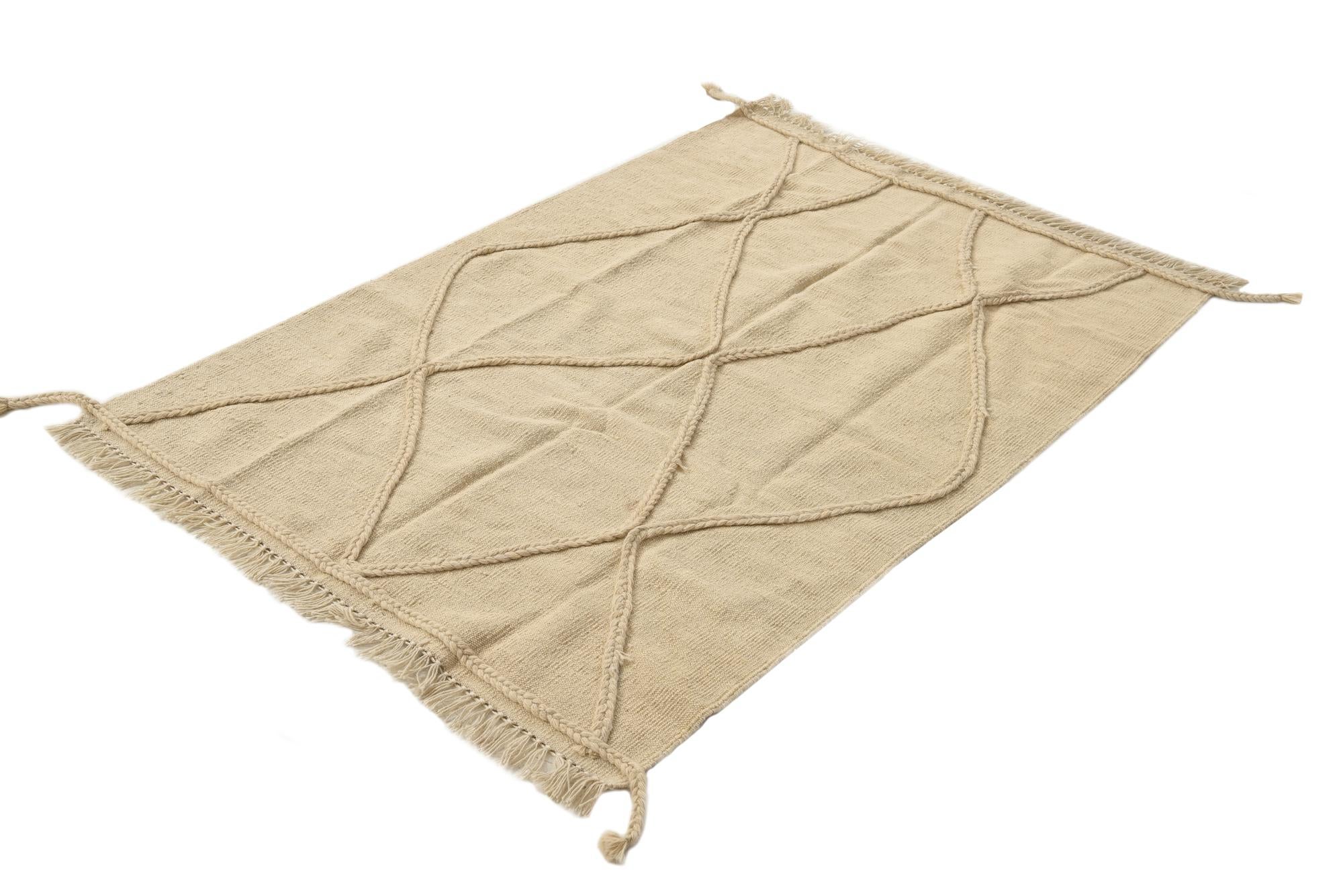 3' 4 x 5' 1 Hand Knotted Moroccan Wool Rug