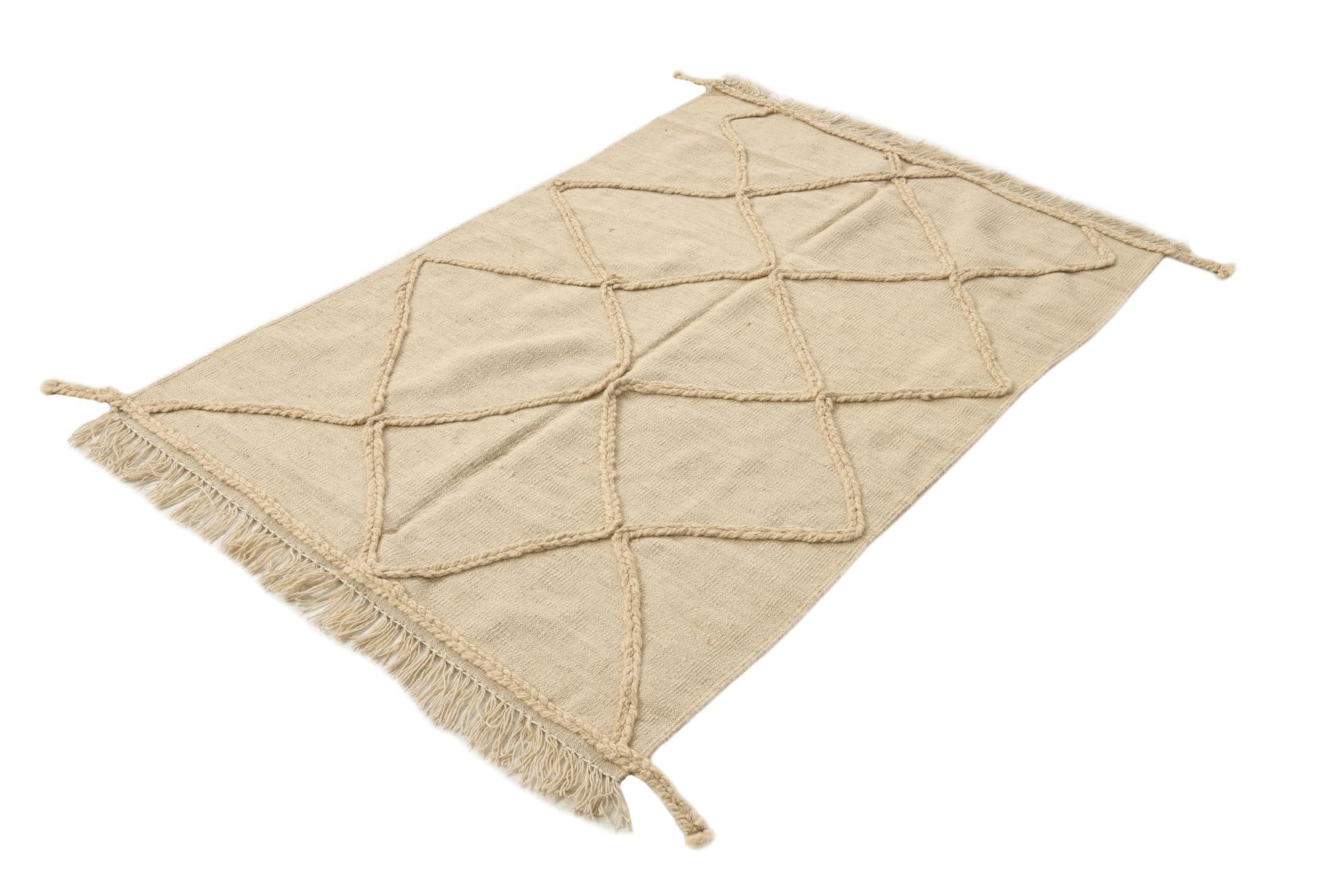 3' 5 x 5' Hand Knotted Moroccan Wool Rug