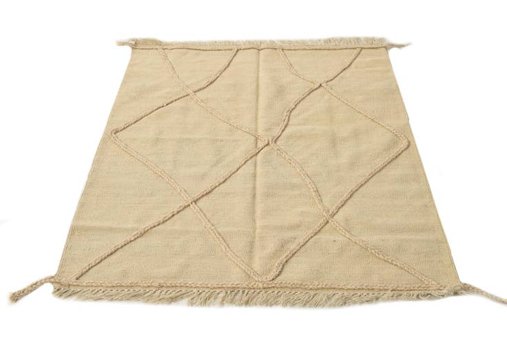Detail image of 3' 8 x 4' 10 Hand Knotted Moroccan Wool Rug