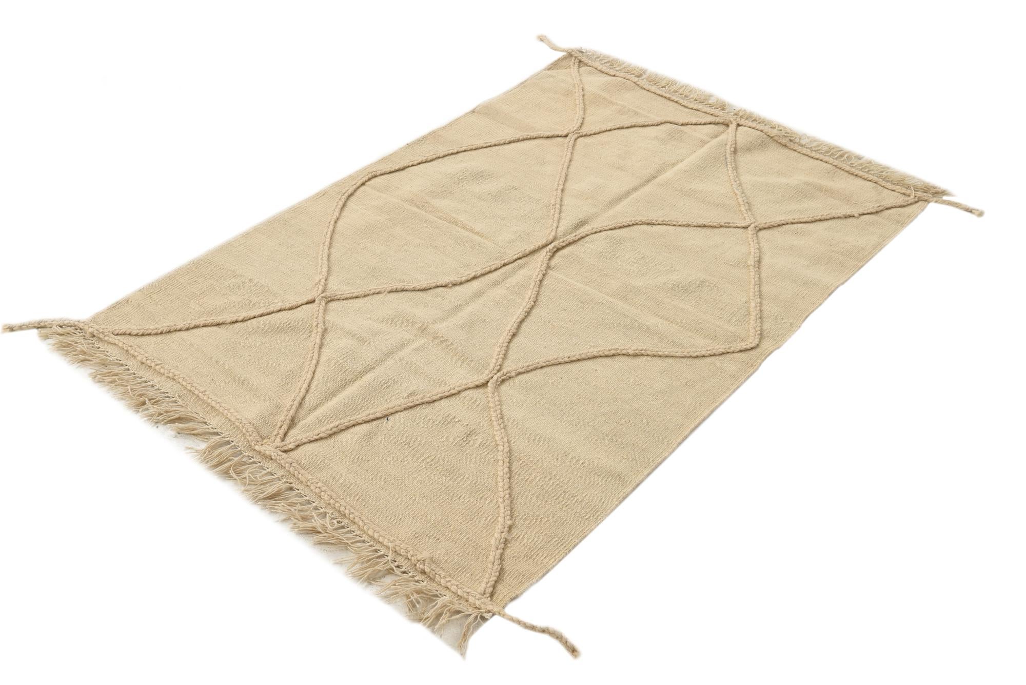 3' 4 x 5' 1 Hand Knotted Moroccan Wool Rug
