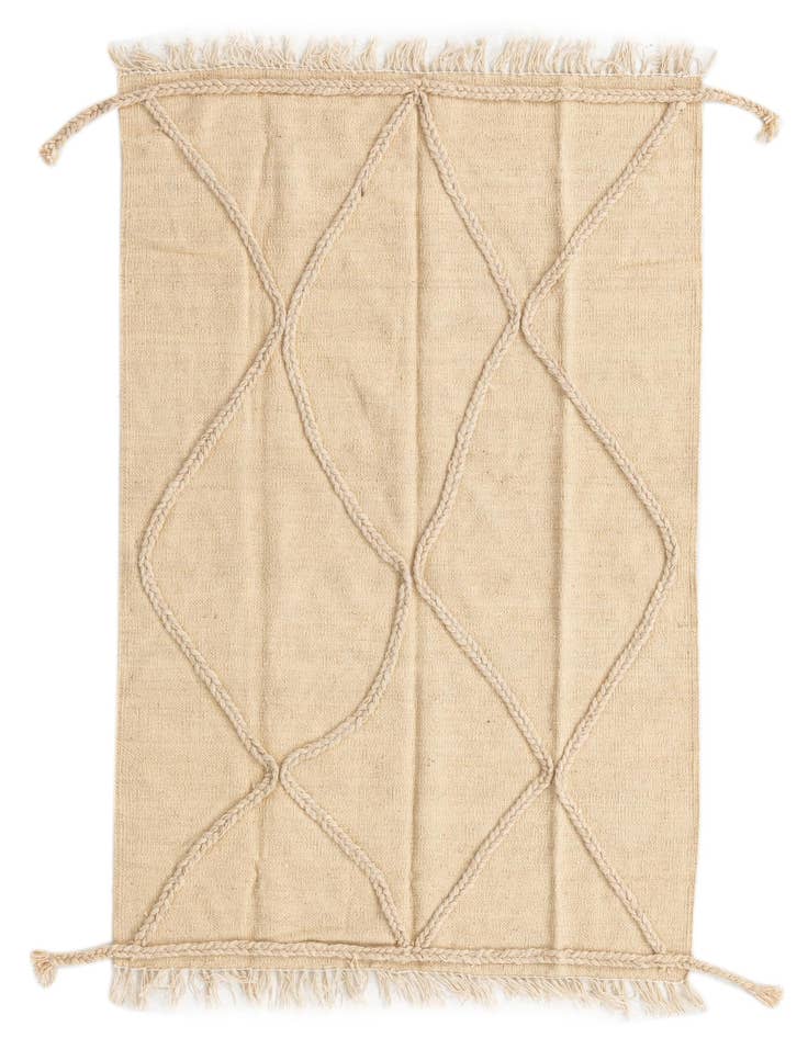 Detail image of 3' 5 x 4' 10 Hand Knotted Moroccan Wool Rug