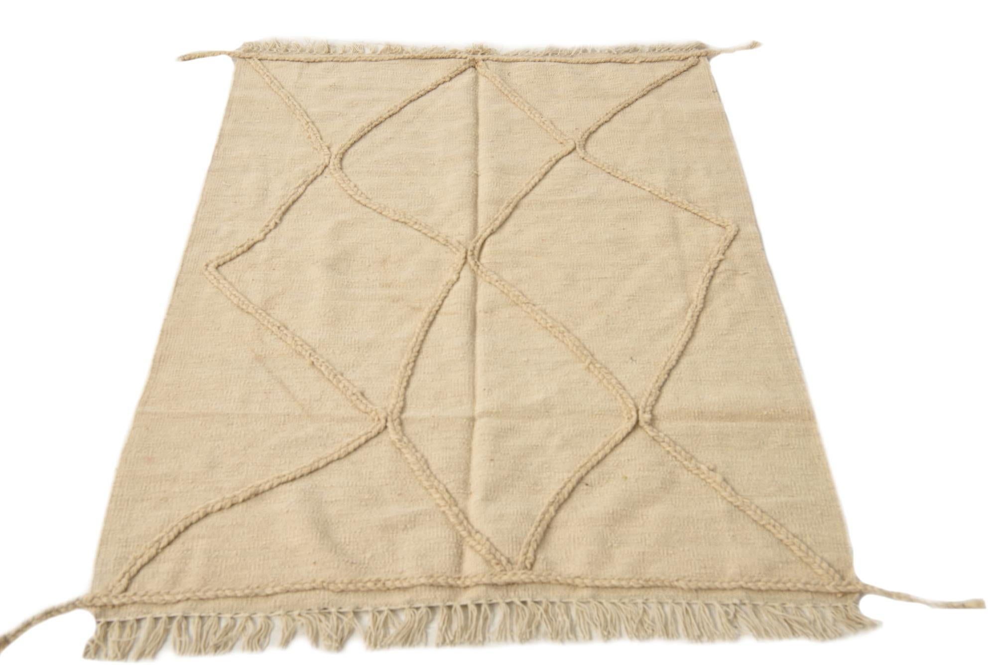 3' 4 x 4' 11 Hand Knotted Moroccan Wool Rug