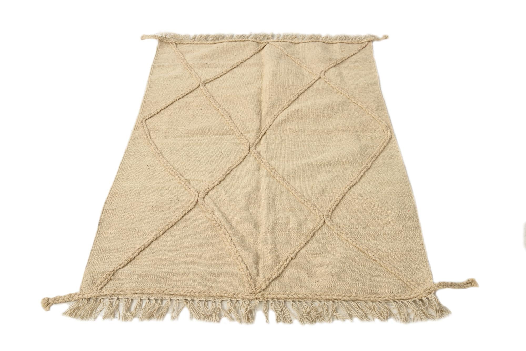 3' 4 x 5' 1 Hand Knotted Moroccan Wool Rug