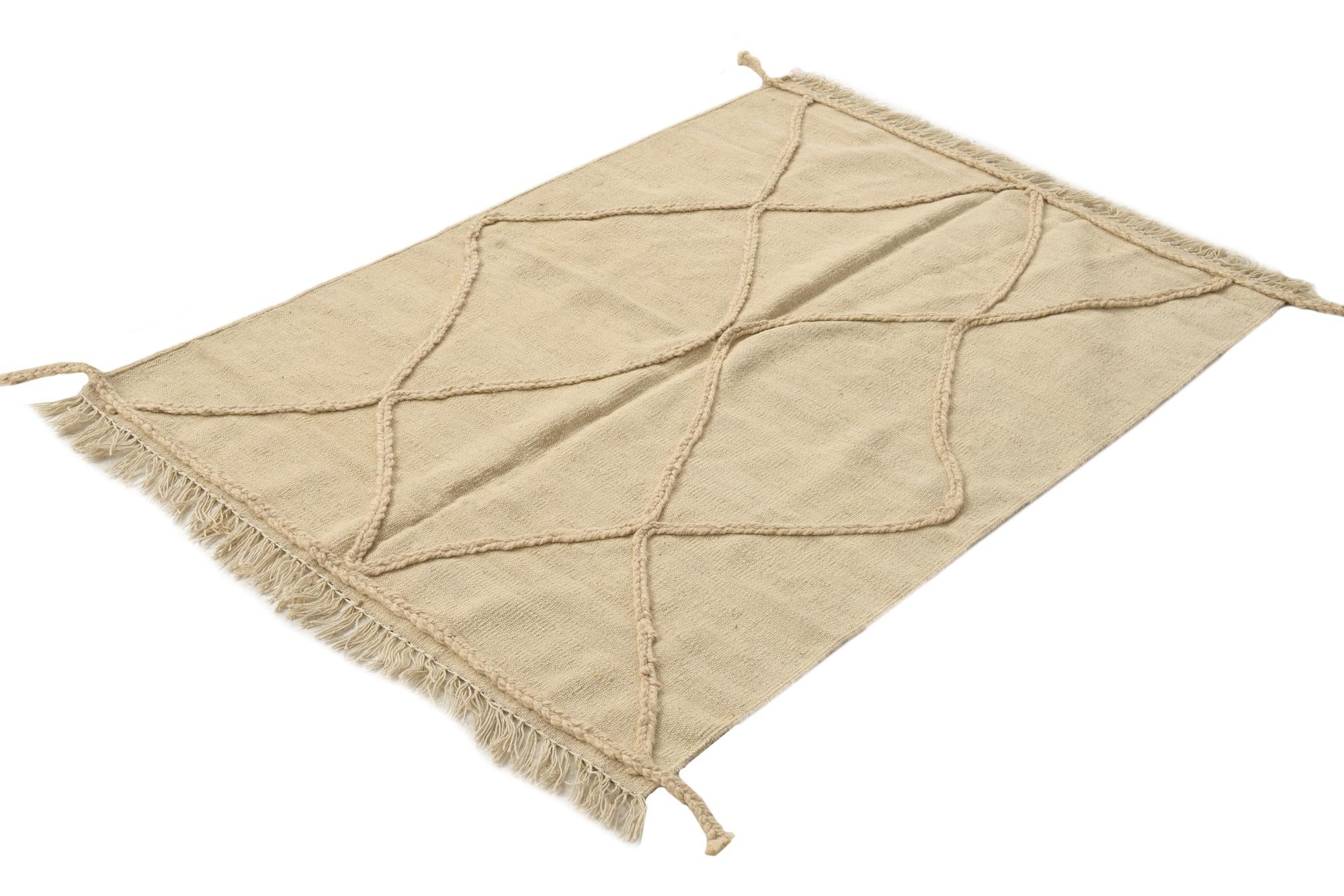 3' 4 x 4' 9 Hand Knotted Moroccan Wool Rug