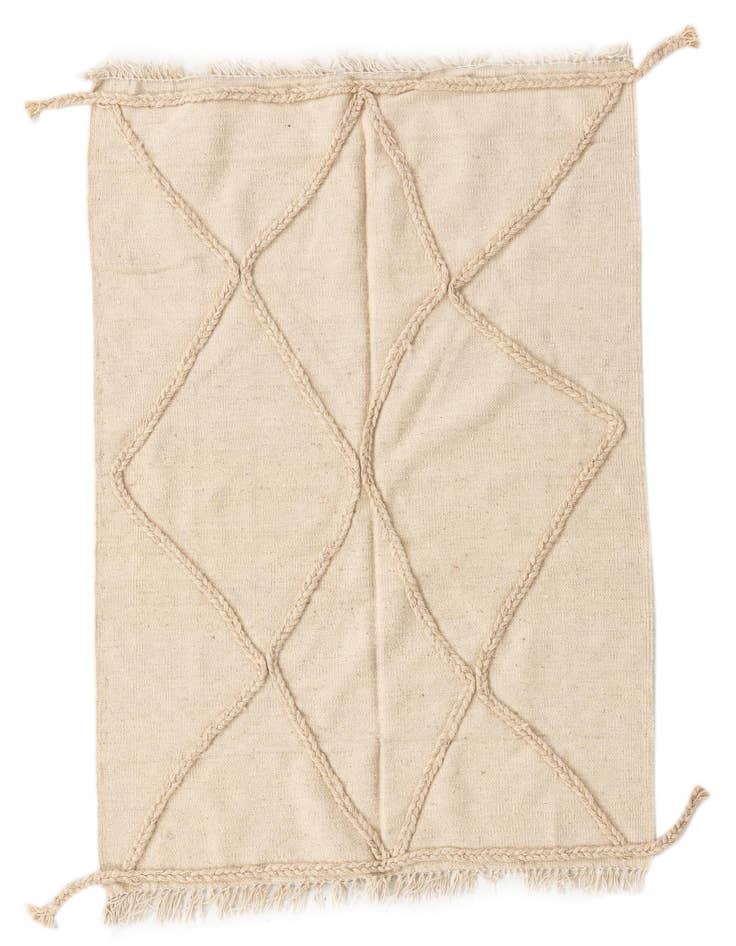 Detail image of 3' 7 x 4' 10 Hand Knotted Moroccan Wool Rug