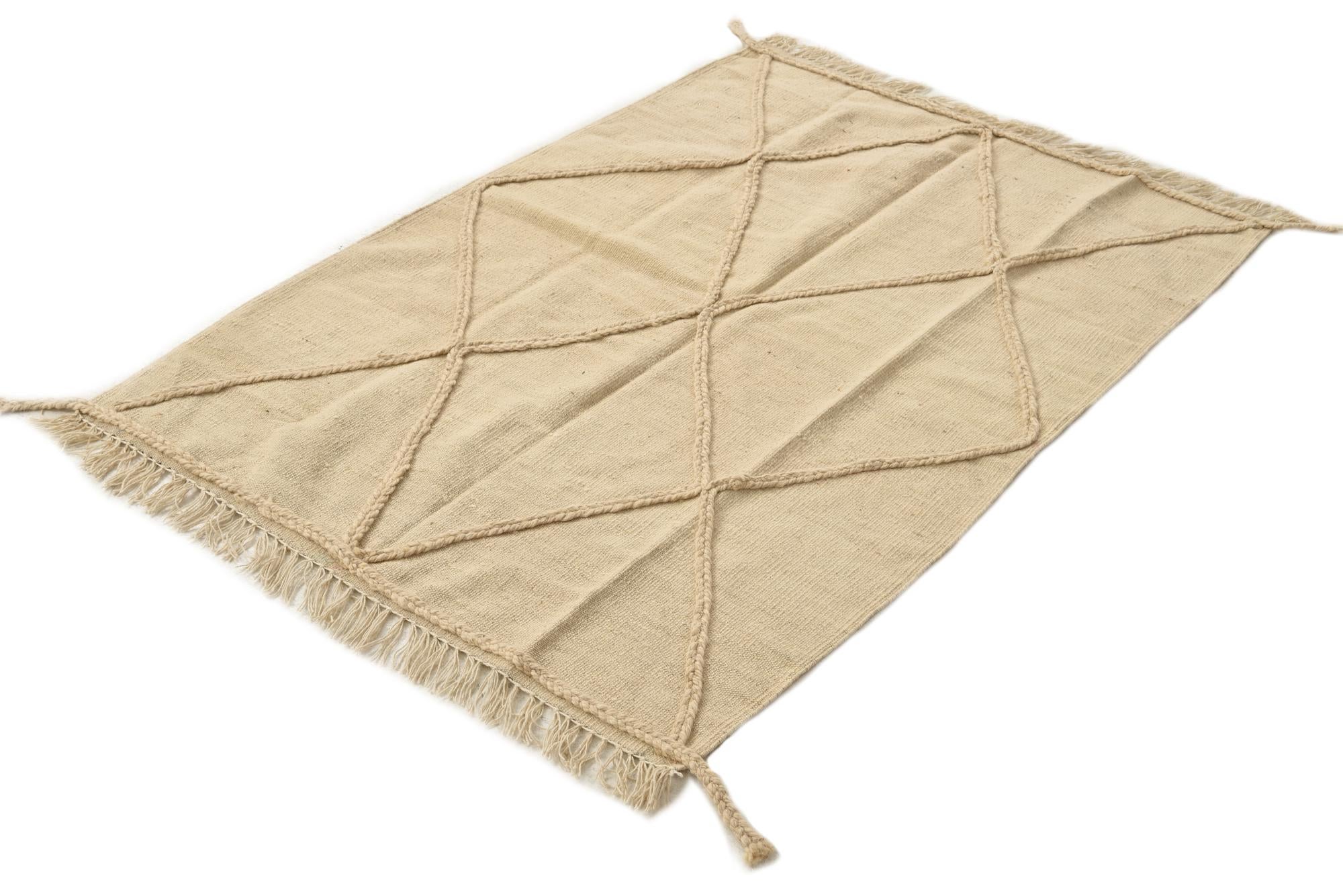 3' 4 x 4' 11 Hand Knotted Moroccan Wool Rug