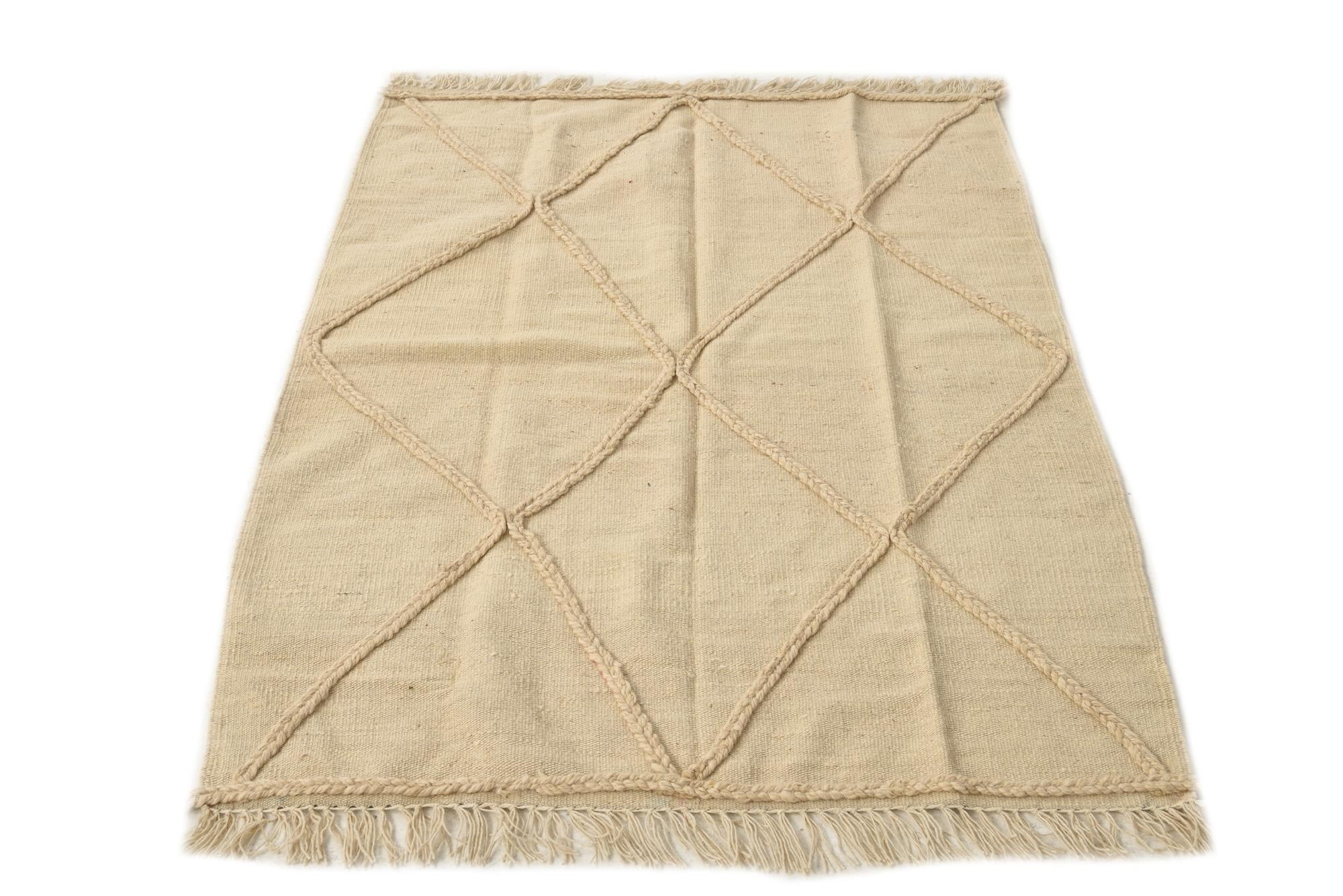 3' 4 x 4' 11 Hand Knotted Moroccan Wool Rug