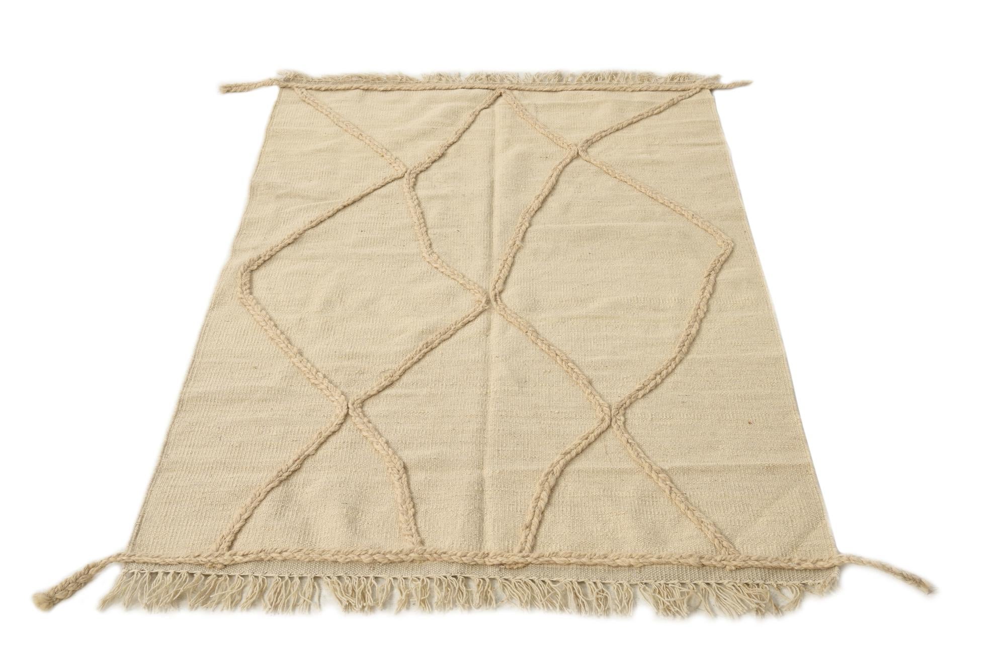3' 4 x 5' 1 Hand Knotted Moroccan Wool Rug