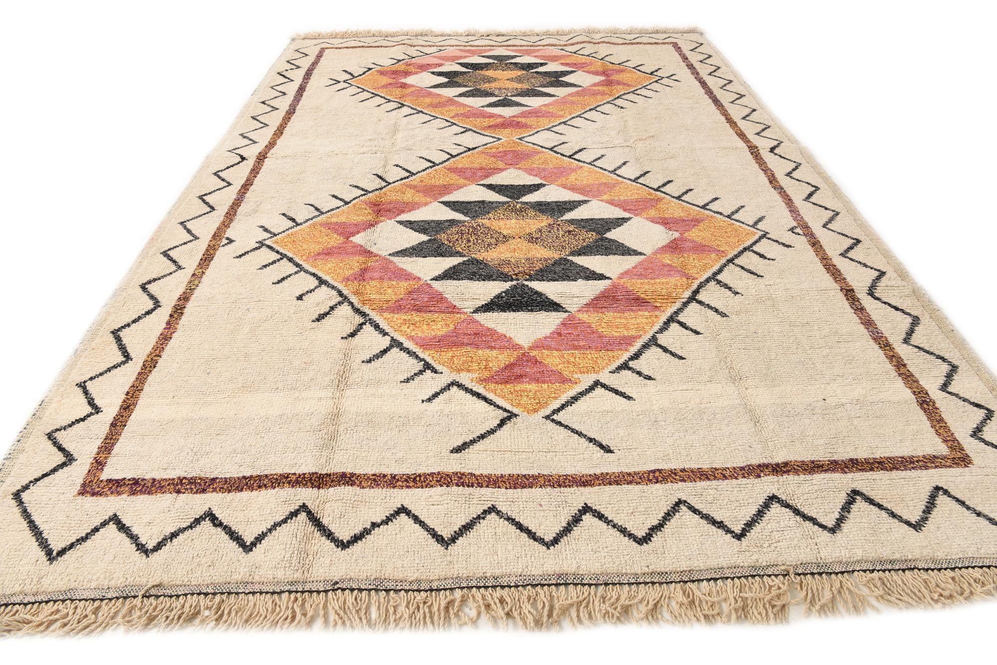 9' 4 x 13' 2 Hand Knotted Moroccan Wool Rug