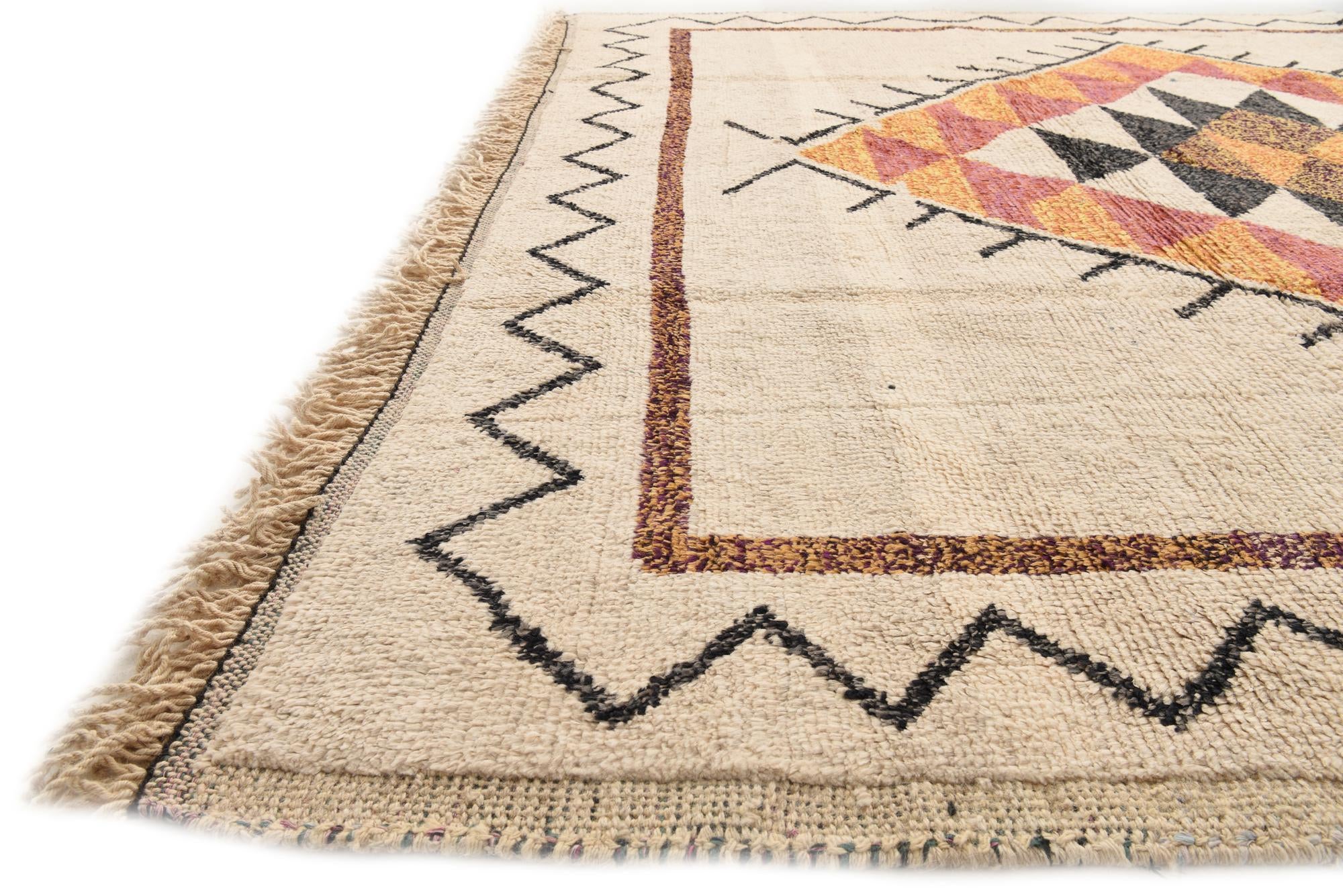9' 4 x 13' 2 Hand Knotted Moroccan Wool Rug