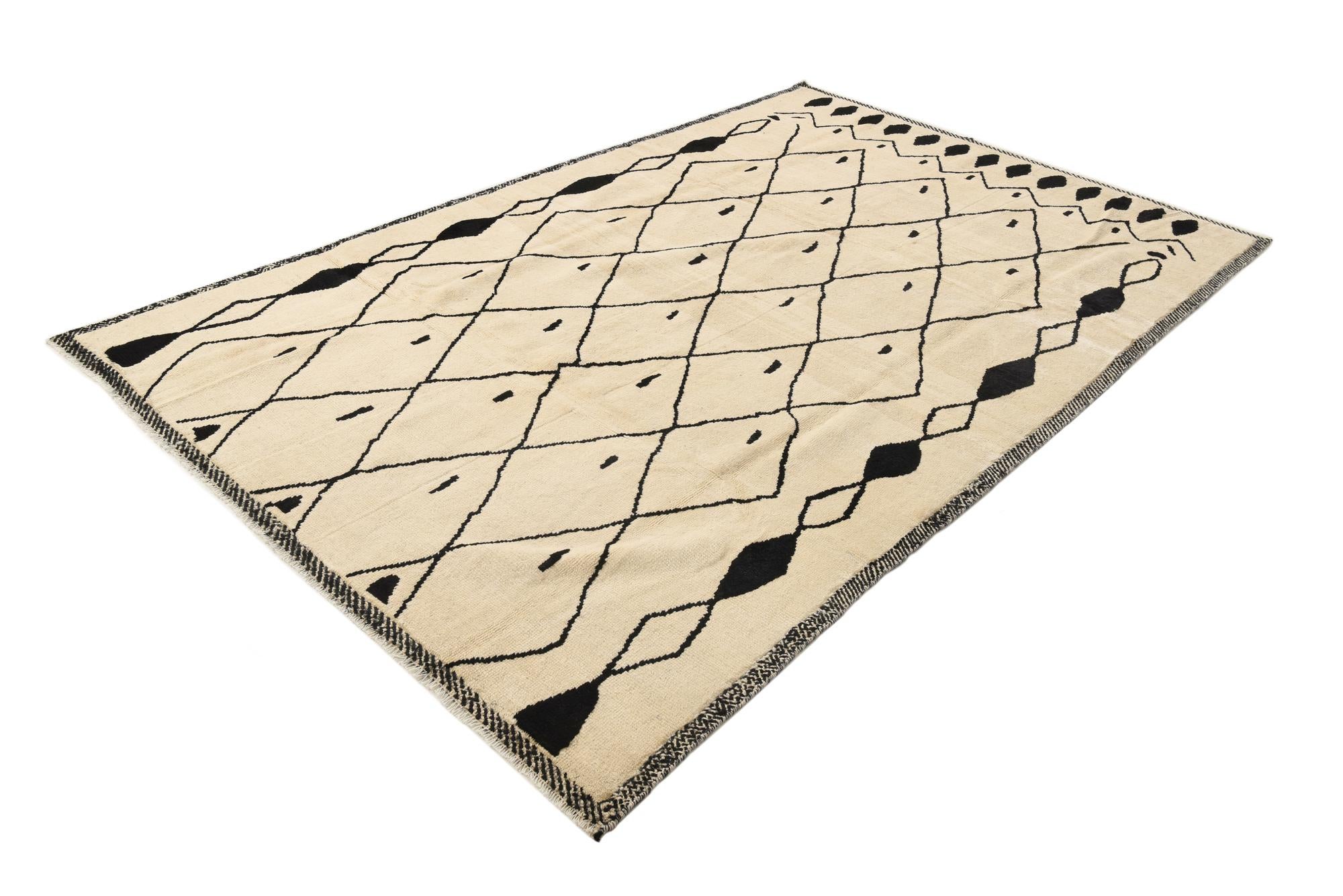 6' 7 x 10' 6 Hand Knotted Moroccan Wool Rug
