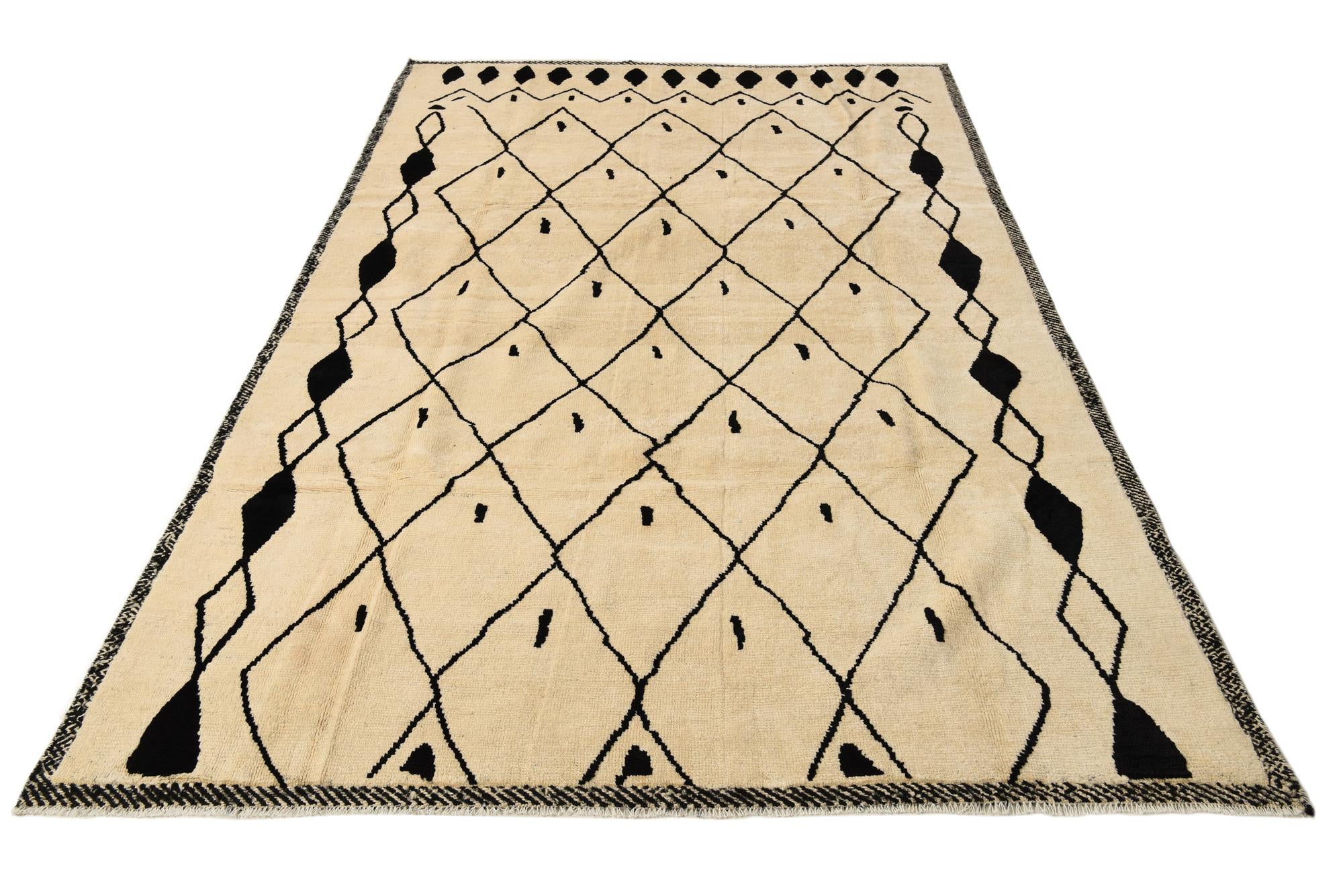 6' 7 x 10' 6 Hand Knotted Moroccan Wool Rug
