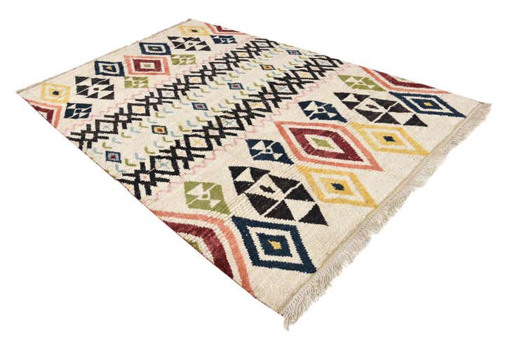 6' 2 x 9' 8 Hand Knotted Moroccan Wool Rug