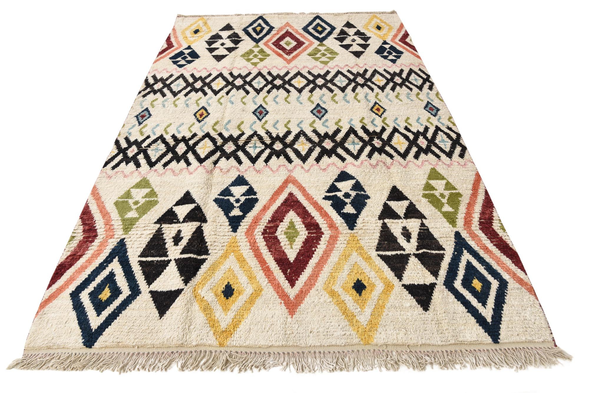 6' 2 x 9' 8 Hand Knotted Moroccan Wool Rug