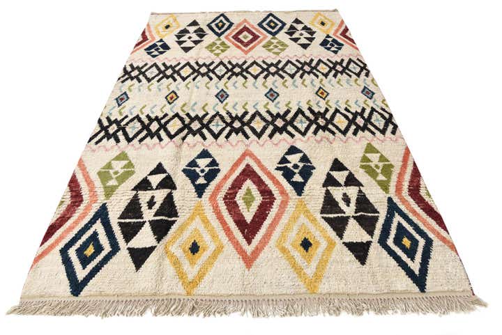 6' 2 x 9' 8 Hand Knotted Moroccan Wool Rug