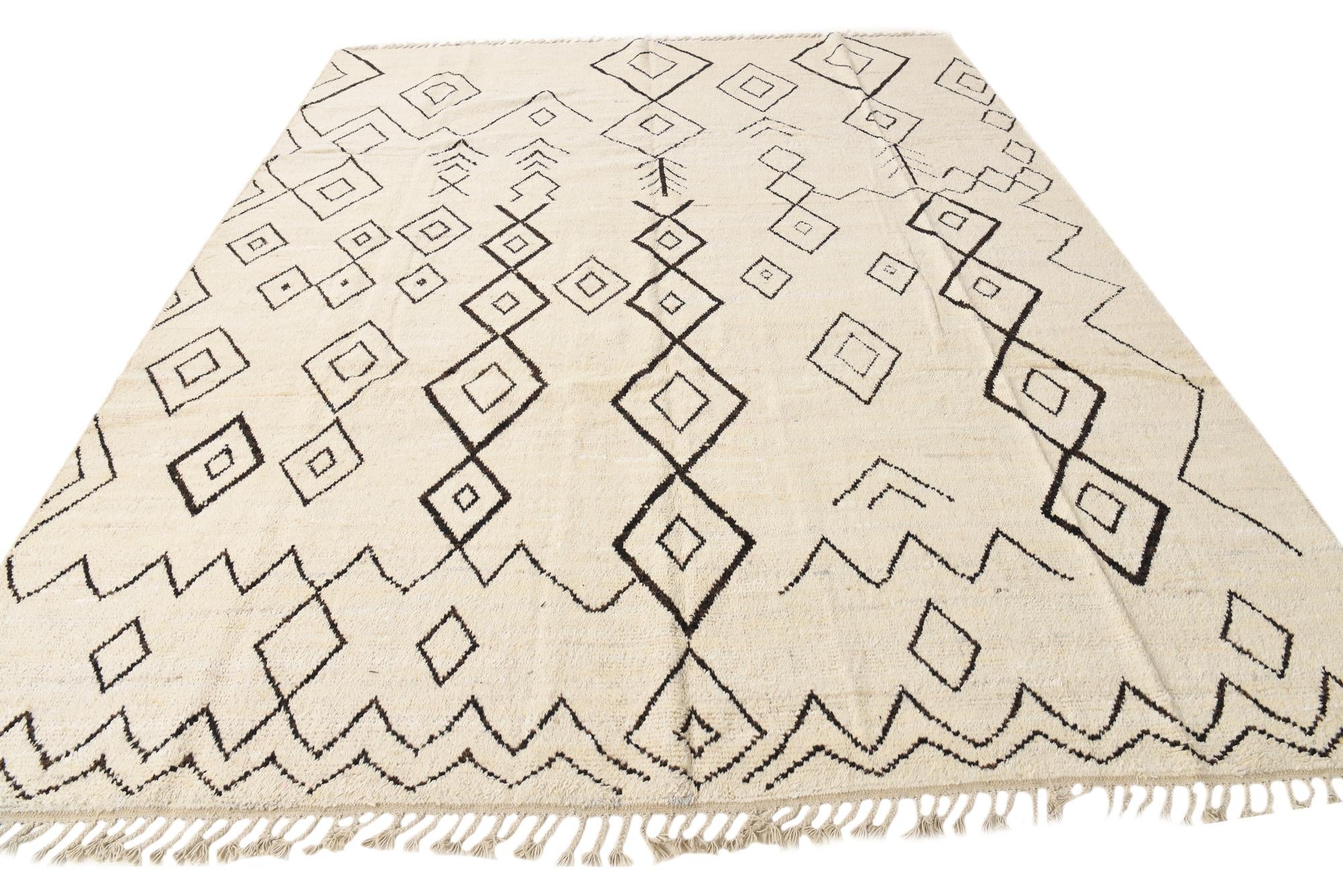 9' 3 x 11' 10 Hand Knotted Moroccan Wool Rug