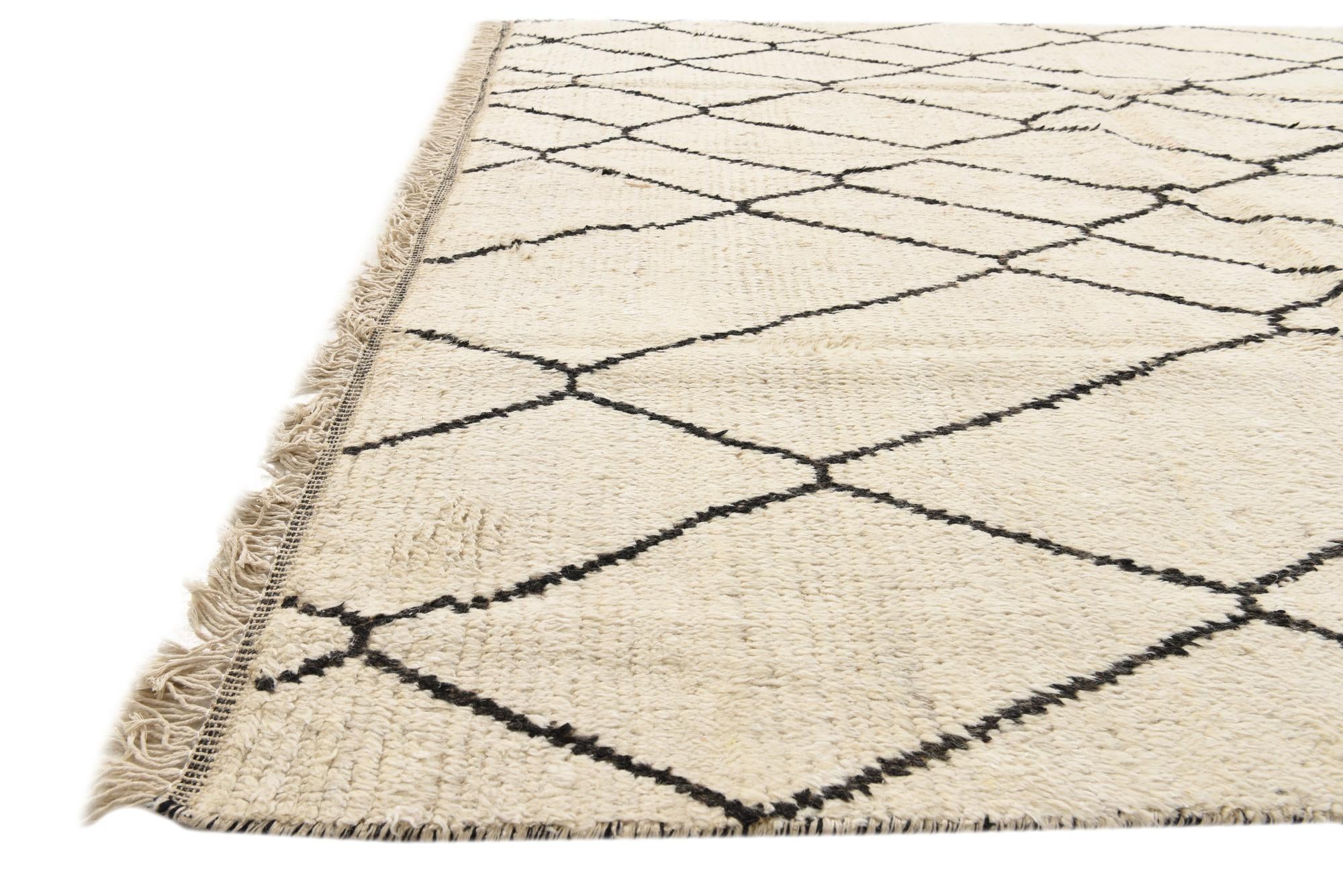 6' 3 x 9' 4 Hand Knotted Moroccan Wool Rug
