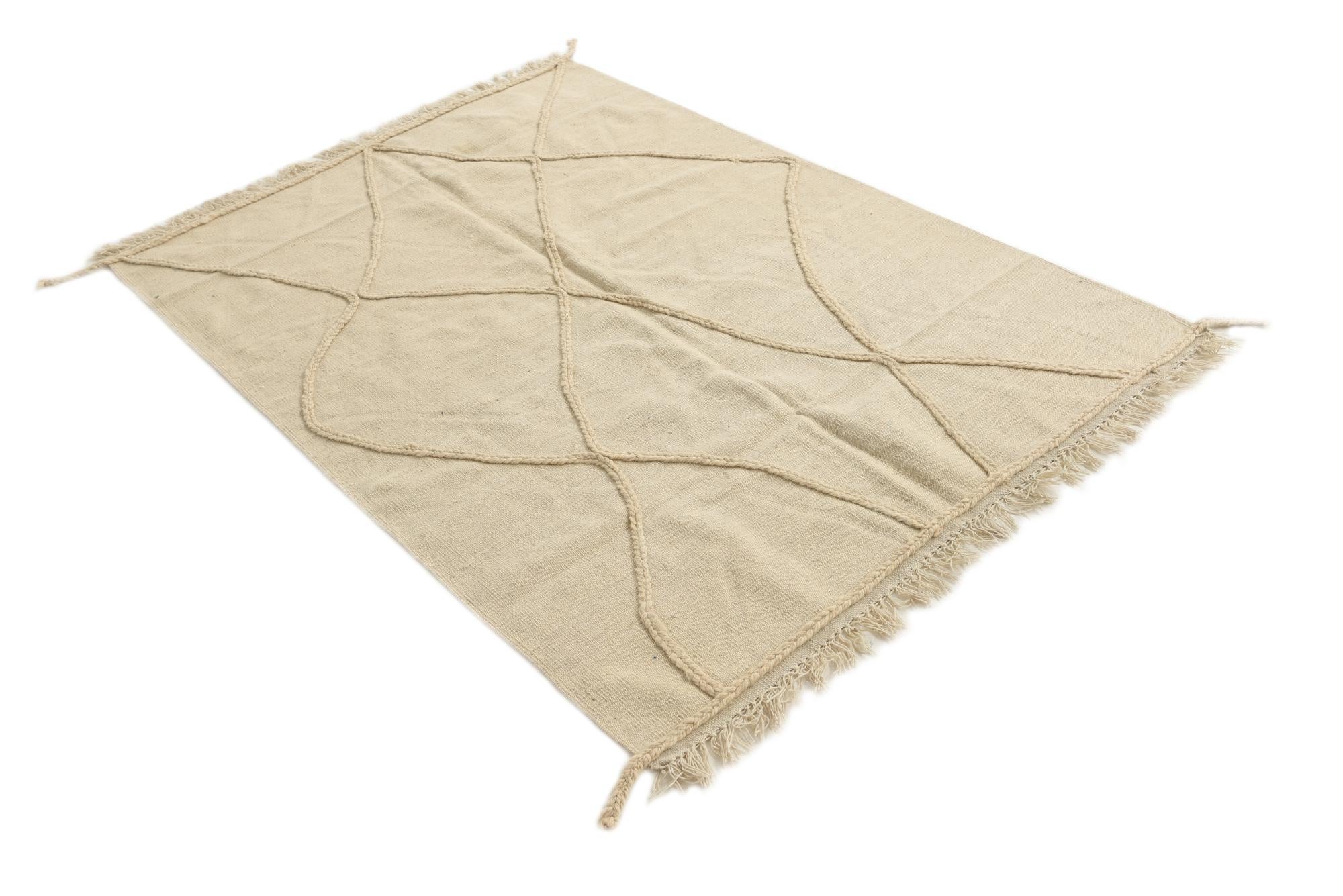 4' 3 x 6' 1 Hand Knotted Moroccan Wool Rug