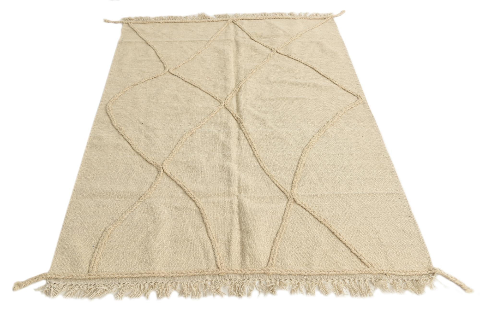 4' 3 x 6' 1 Hand Knotted Moroccan Wool Rug