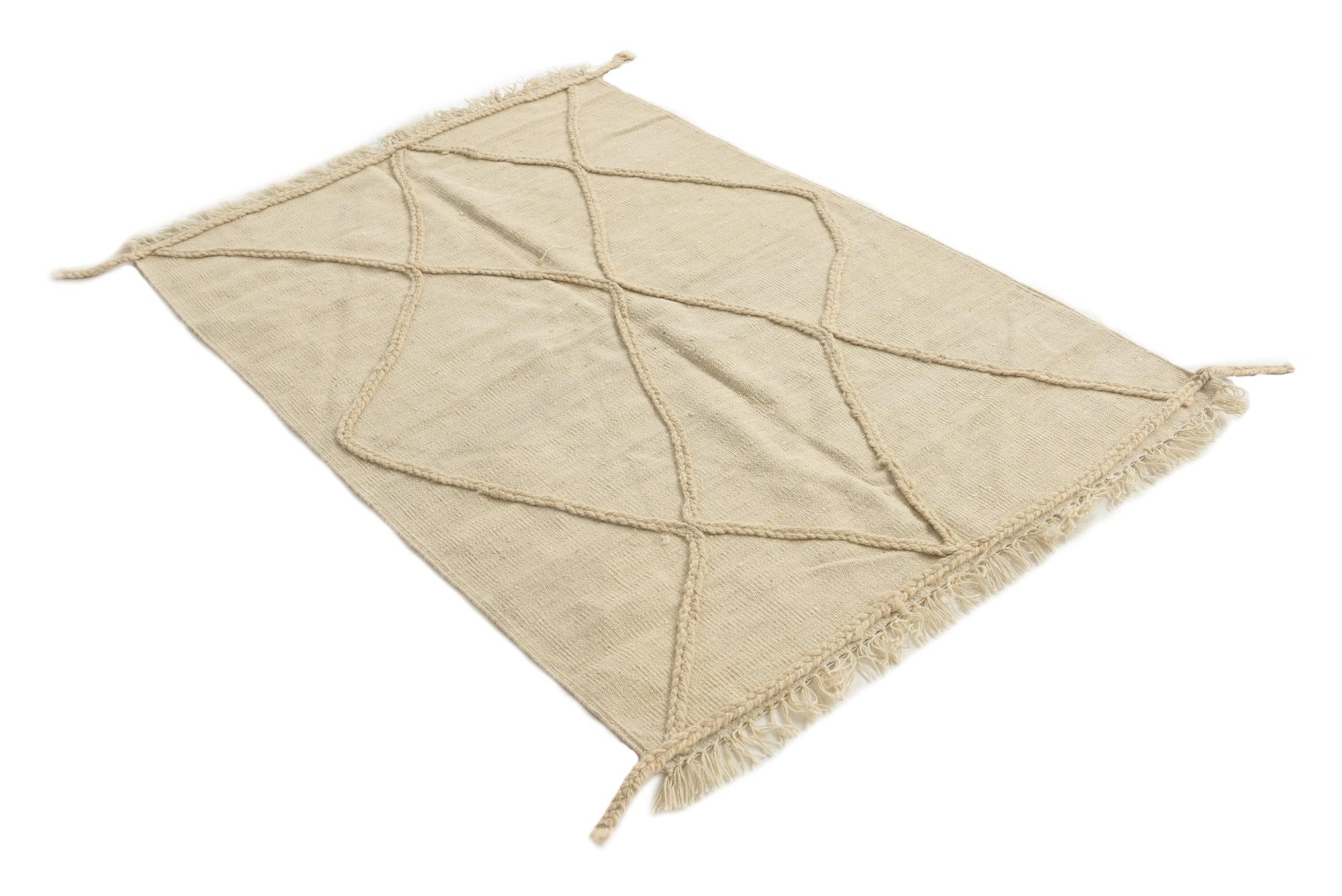 3' 5 x 5' Hand Knotted Moroccan Wool Rug