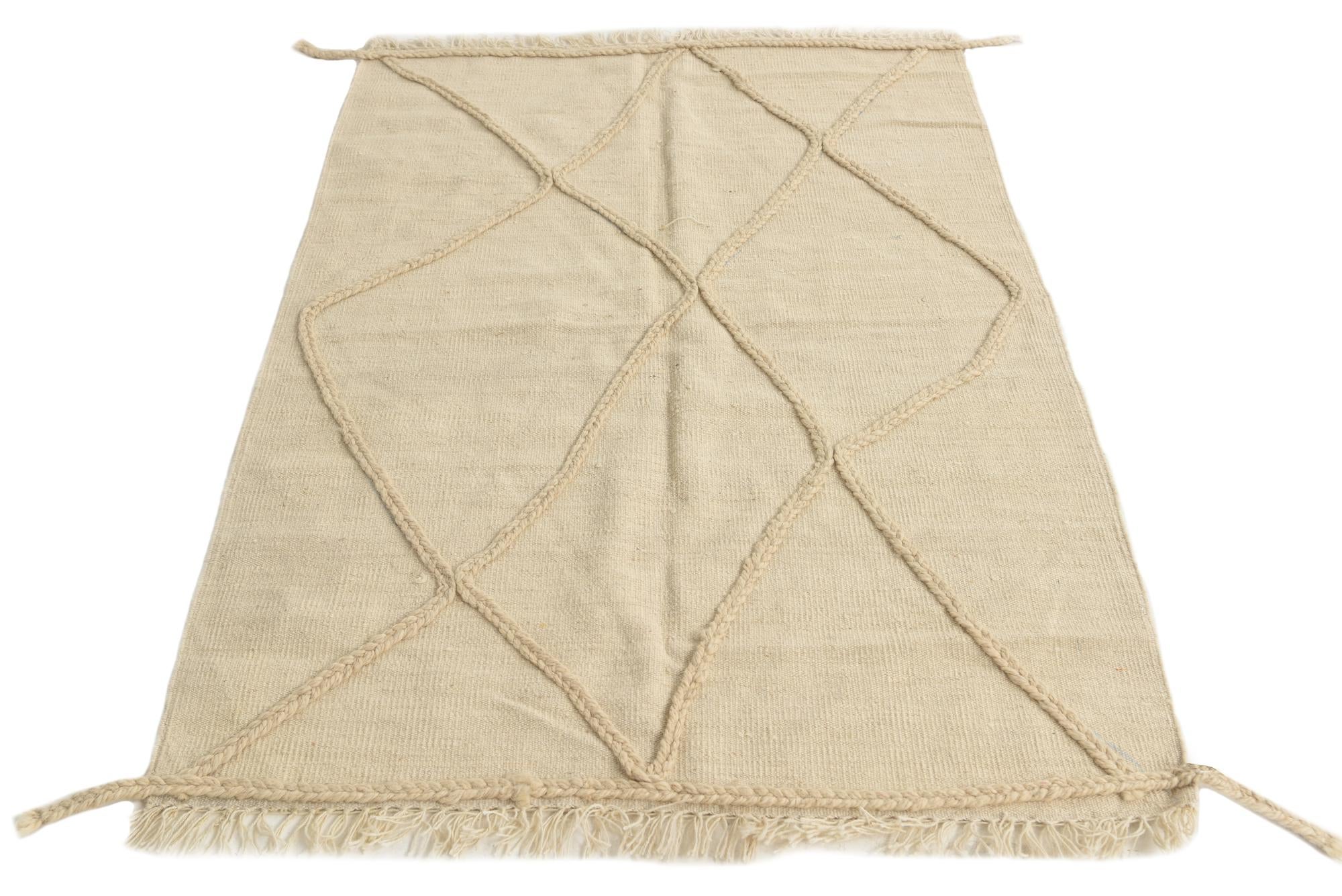 3' 5 x 5' Hand Knotted Moroccan Wool Rug