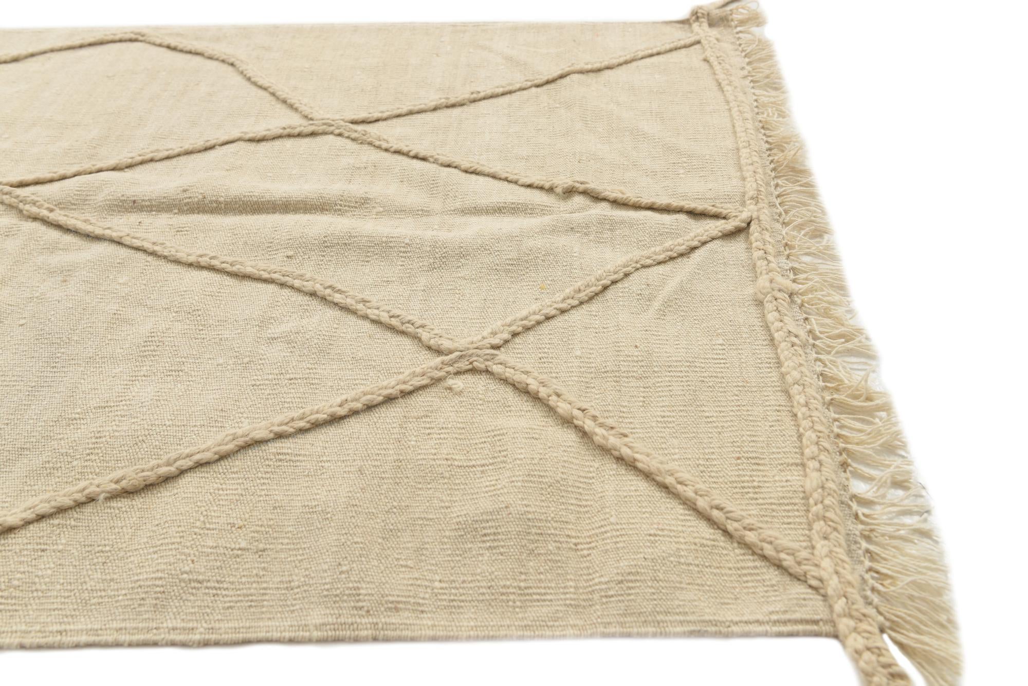 3' 5 x 5' Hand Knotted Moroccan Wool Rug