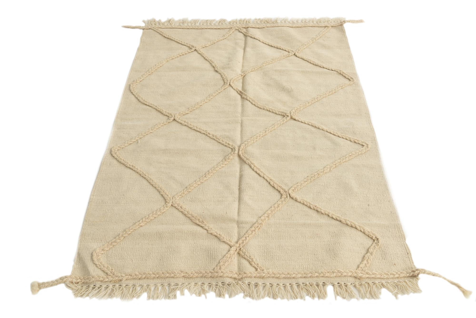 3' 4 x 5' Hand Knotted Moroccan Wool Rug