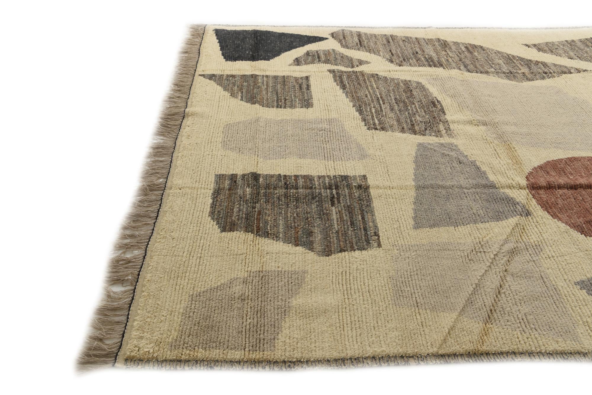 9' 1 x 12' 2 Hand Knotted Moroccan Wool Rug