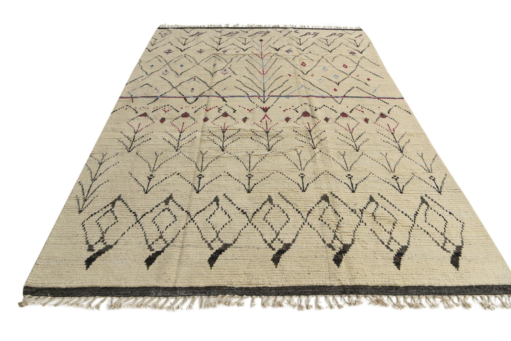 8' x 11' 3 Hand Knotted Moroccan Wool Rug