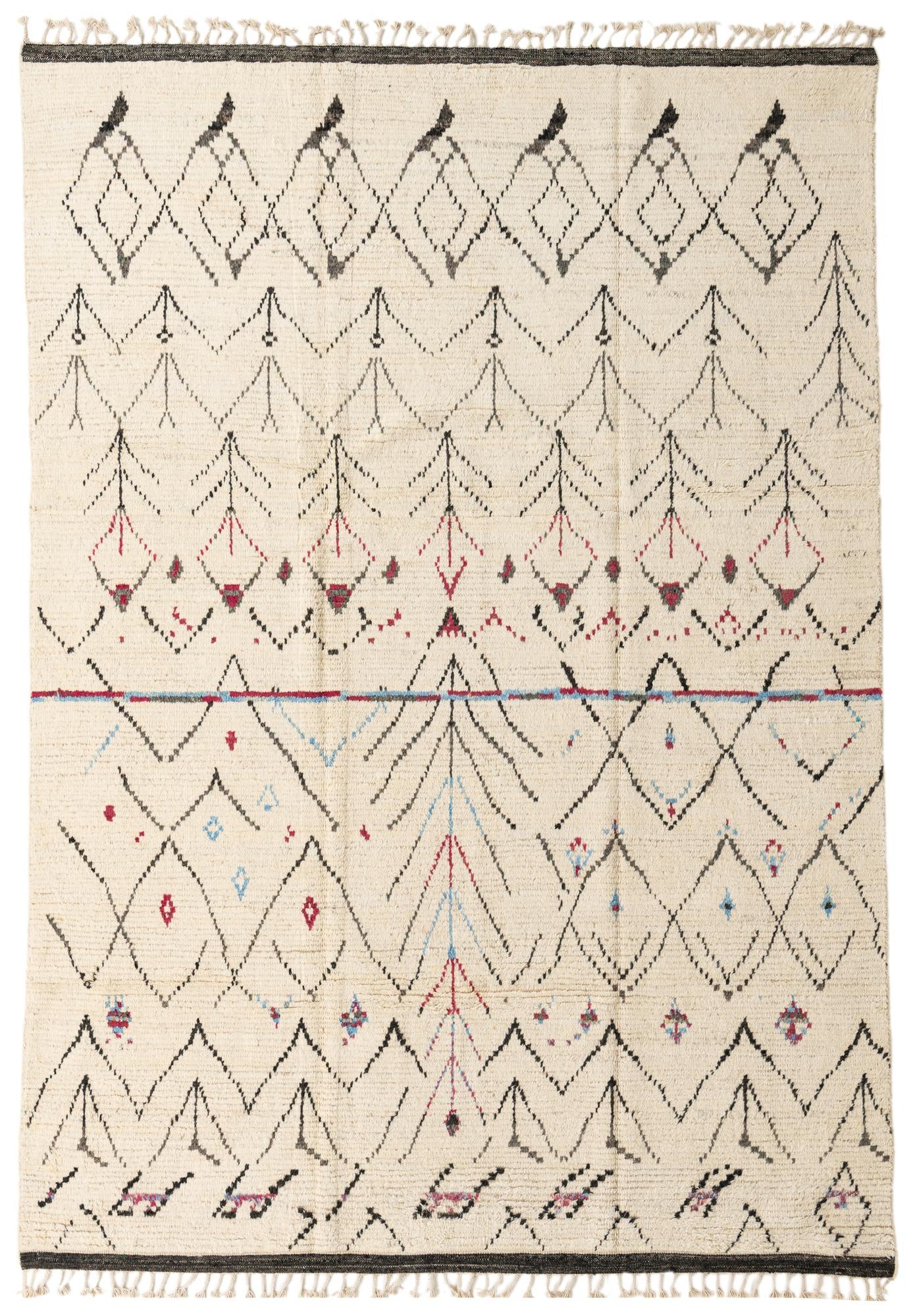 8' x 11' 3 Hand Knotted Moroccan Wool Rug