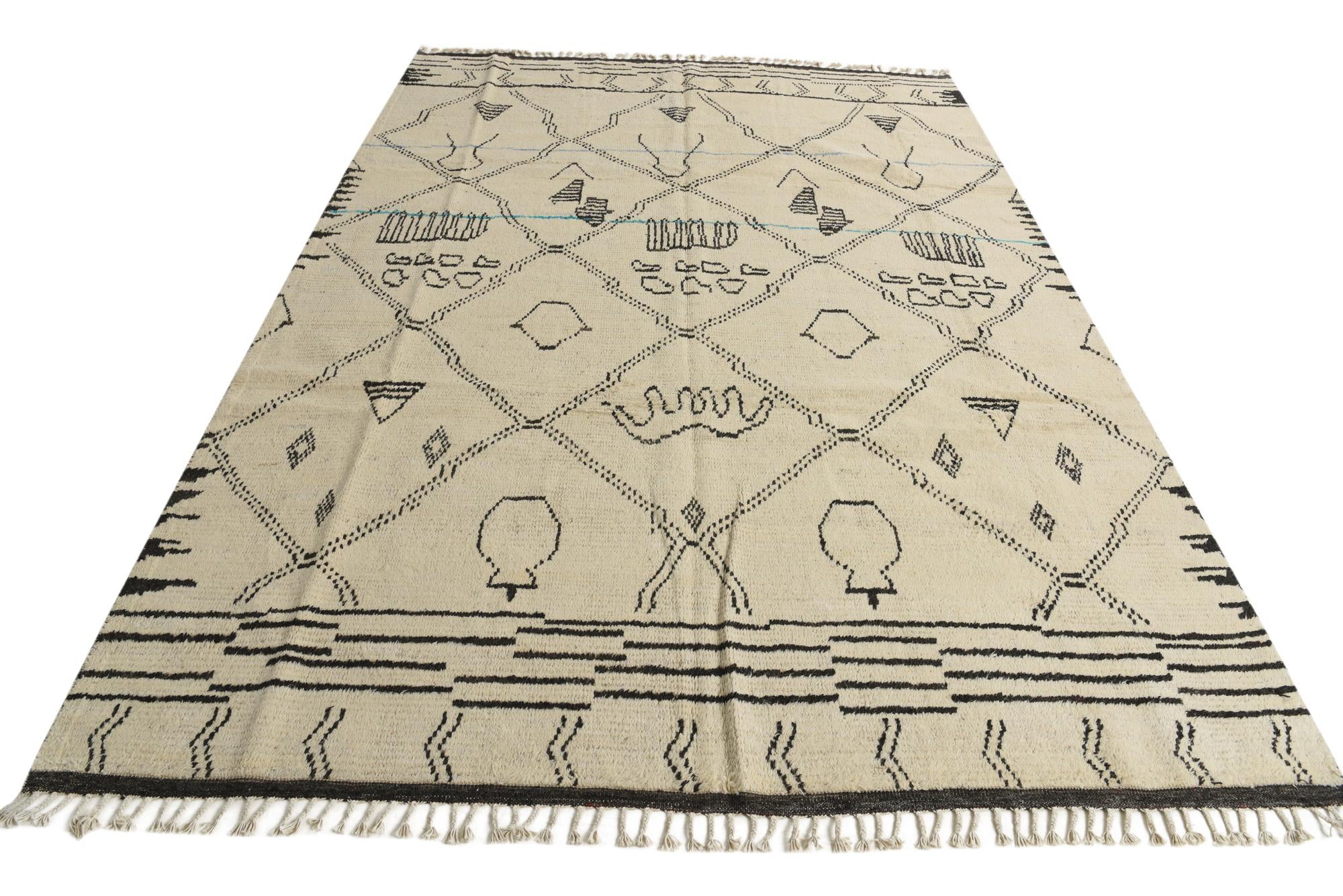 8' 2 x 11' 5 Hand Knotted Moroccan Wool Rug