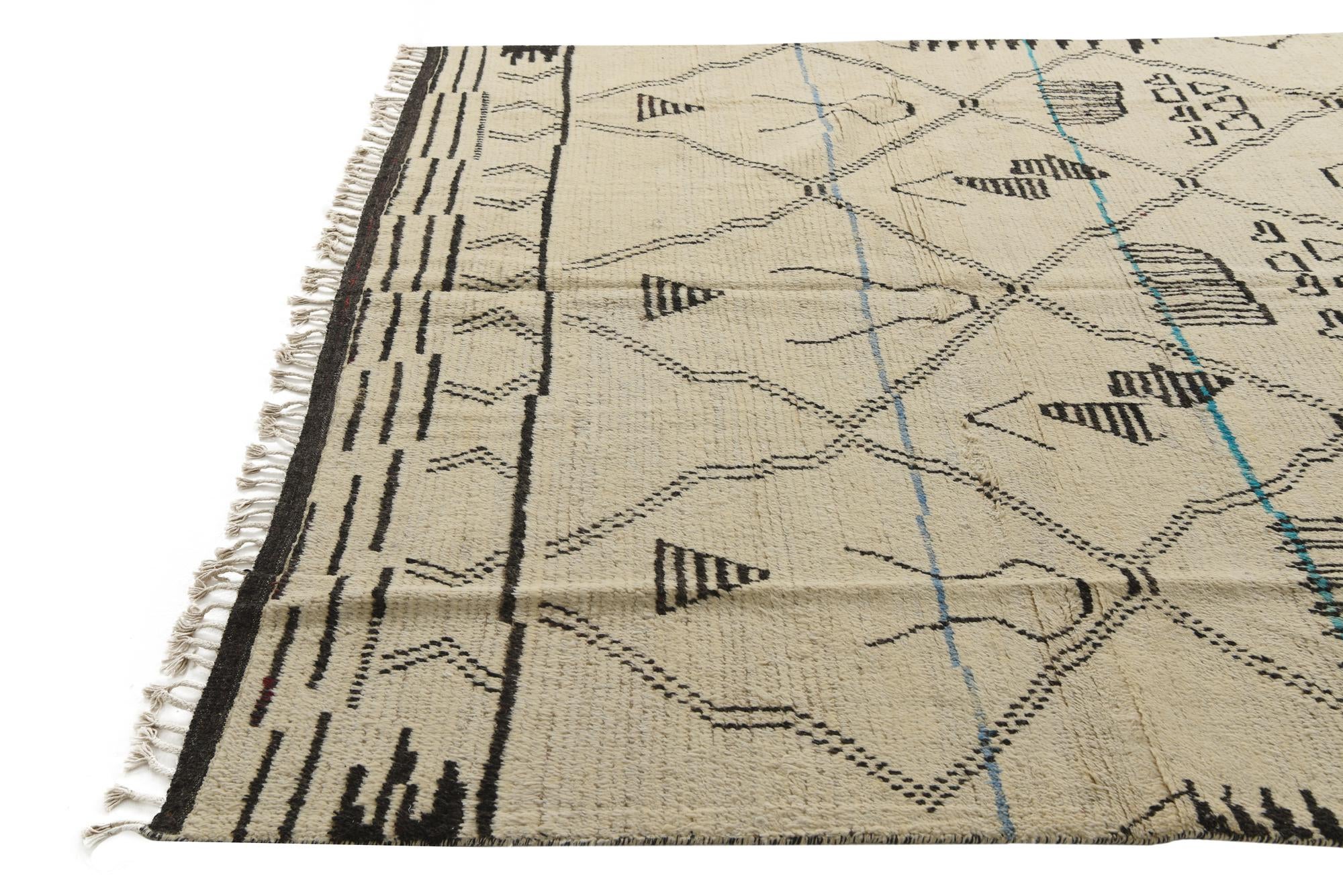 8' 2 x 11' 5 Hand Knotted Moroccan Wool Rug