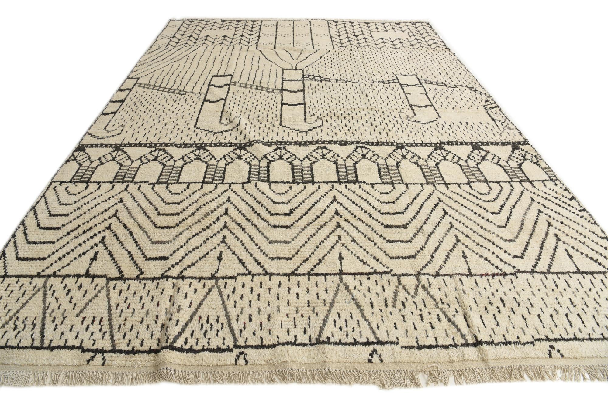 9' 10 x 14' Hand Knotted Moroccan Wool Rug