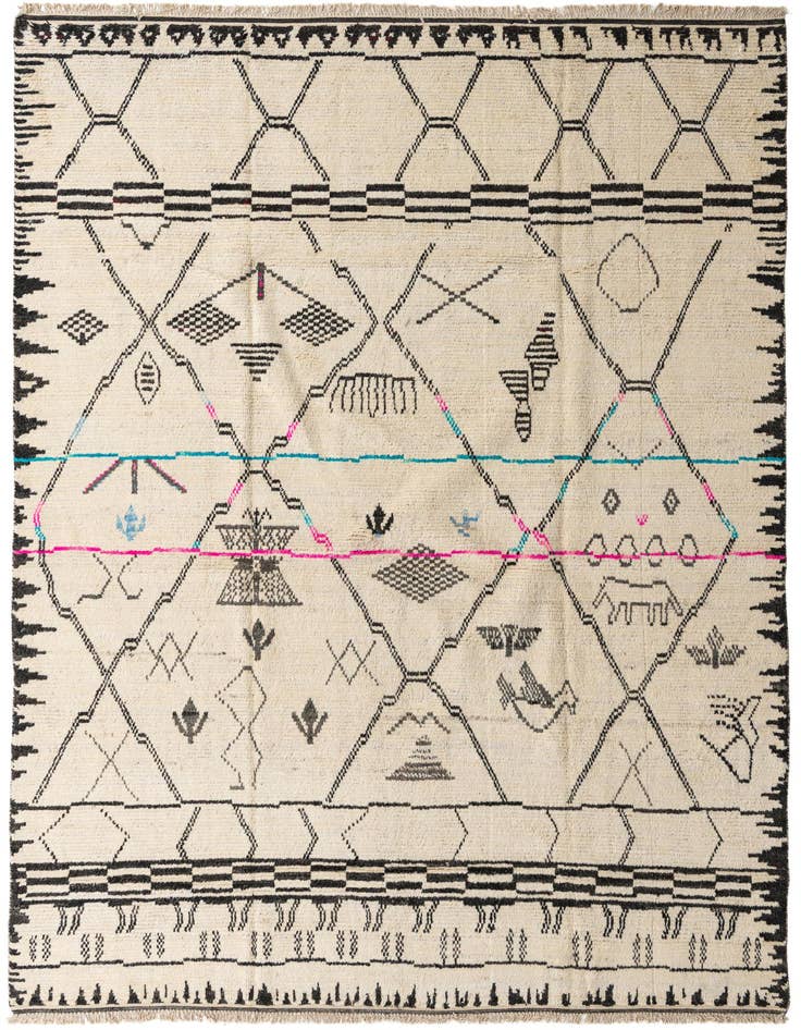 Detail image of 9' 1 x 12' 10 Hand Knotted Moroccan Wool Rug