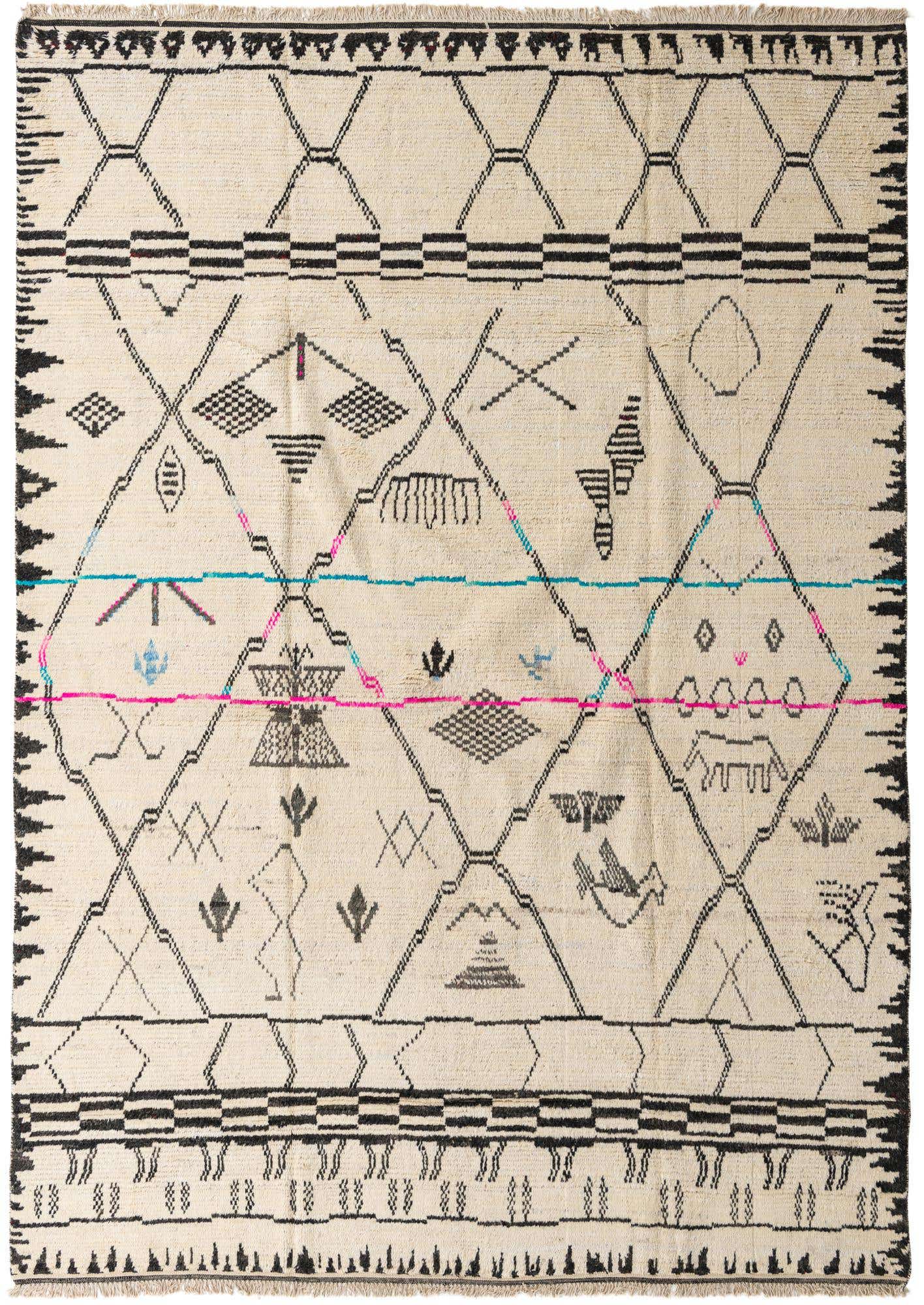 9' 1 x 12' 10 Hand Knotted Moroccan Wool Rug