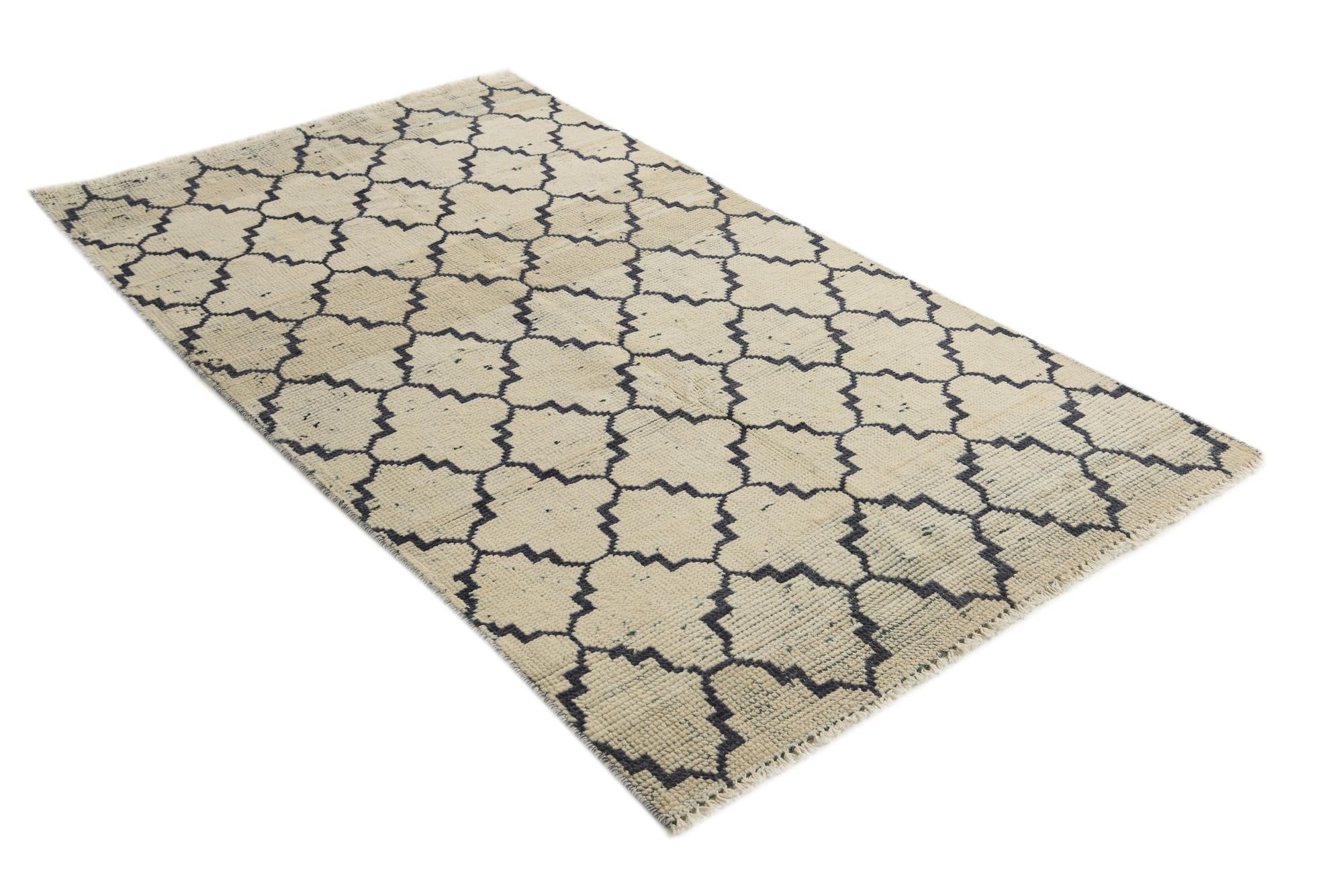 4' 7 x 8' 3 Hand Knotted Moroccan Wool Rug