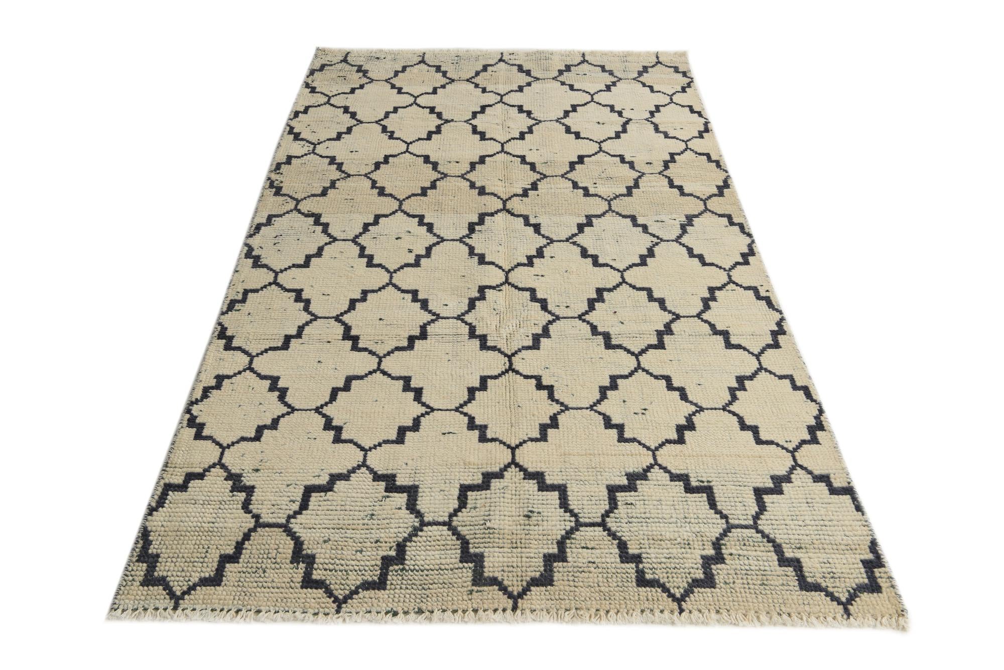 4' 7 x 8' 3 Hand Knotted Moroccan Wool Rug