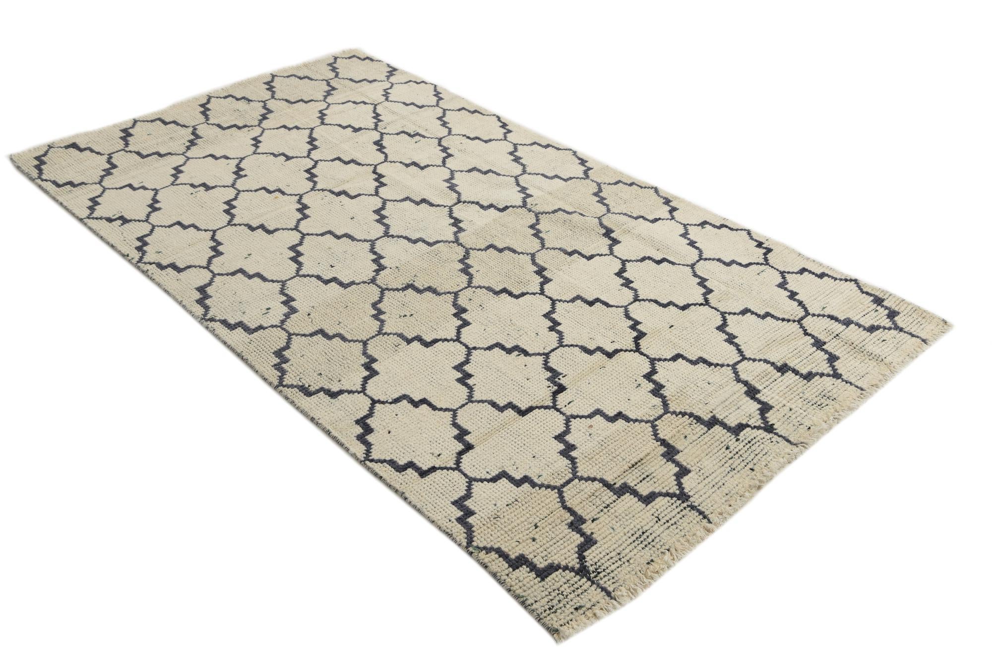 4' 7 x 8' 3 Hand Knotted Moroccan Wool Rug