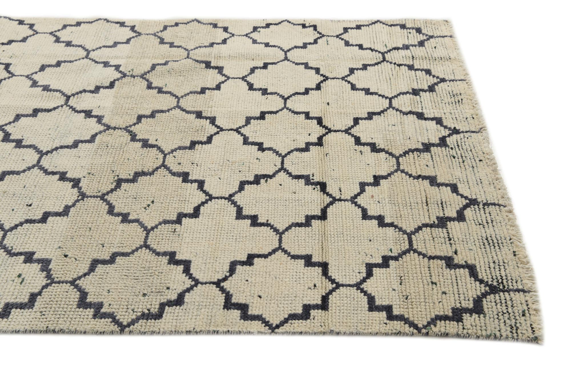 4' 7 x 8' 3 Hand Knotted Moroccan Wool Rug