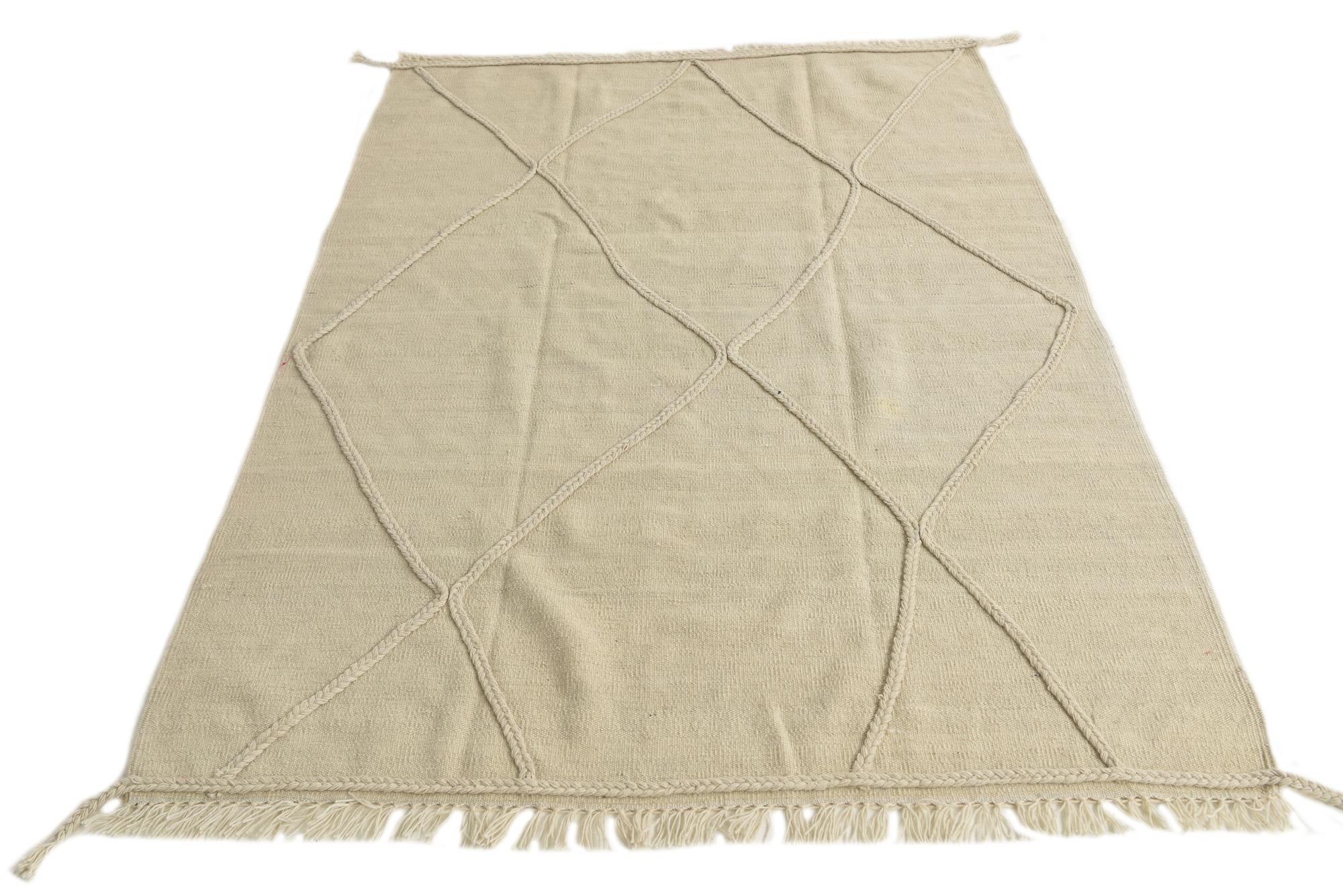 4' 4 x 6' 1 Hand Knotted Moroccan Wool Rug
