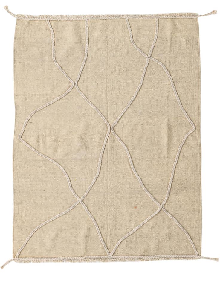 Detail image of 4' 3 x 6' Hand Knotted Moroccan Wool Rug